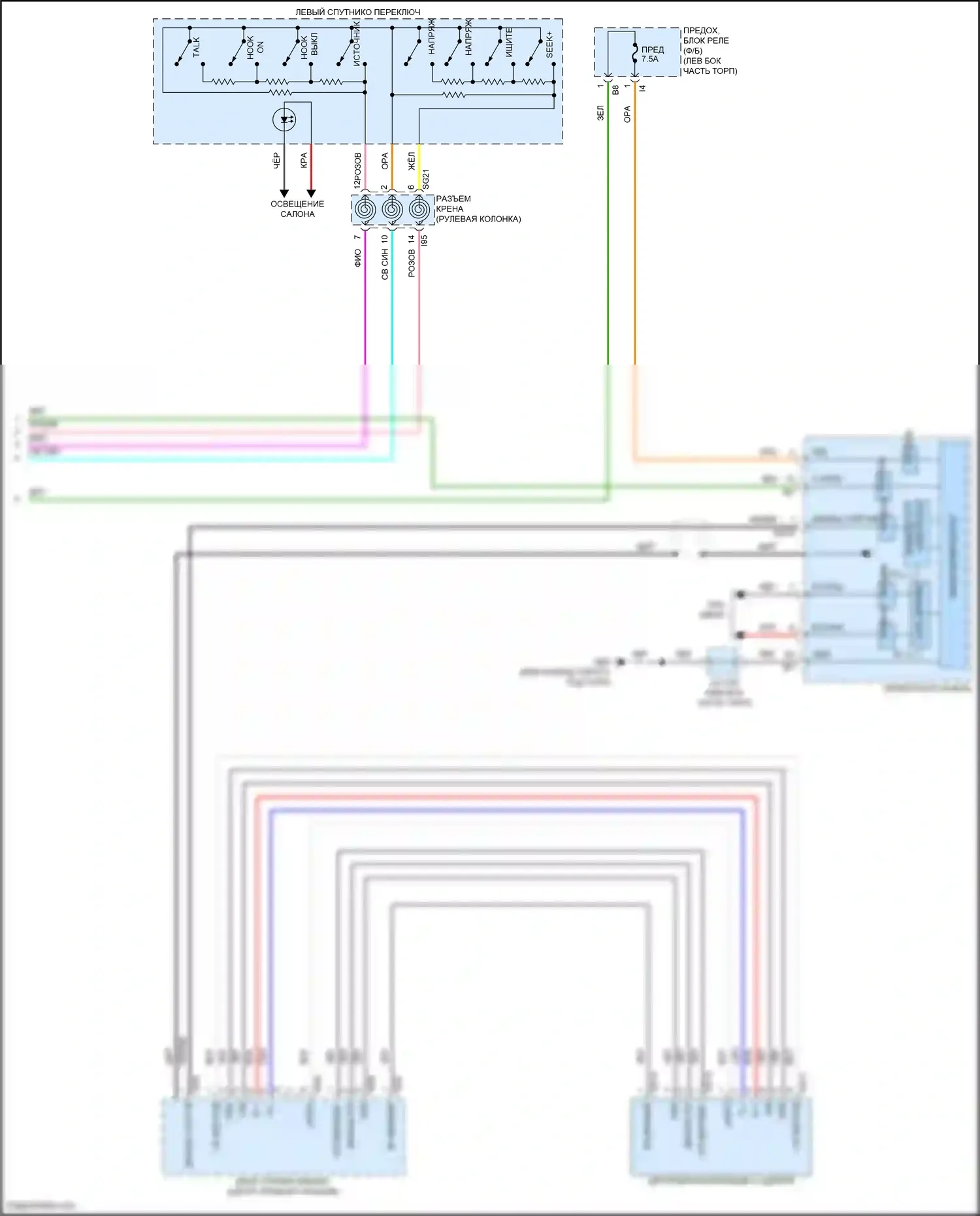 Outback Subaru BT рестайлинг (2022-2024): Электросхема магнитолы, без аудио усилителя и телематики (3 из 3) 