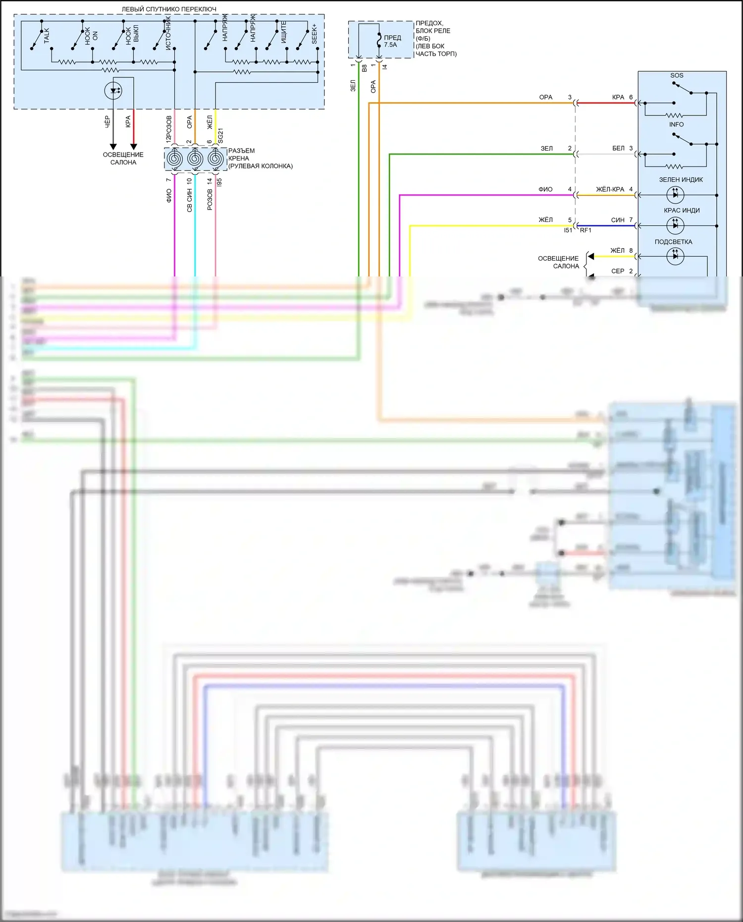 Outback Subaru BT рестайлинг (2022-2024): Электросхема магнитолы, без усилителя звука, с телематикой (3 из 3) 