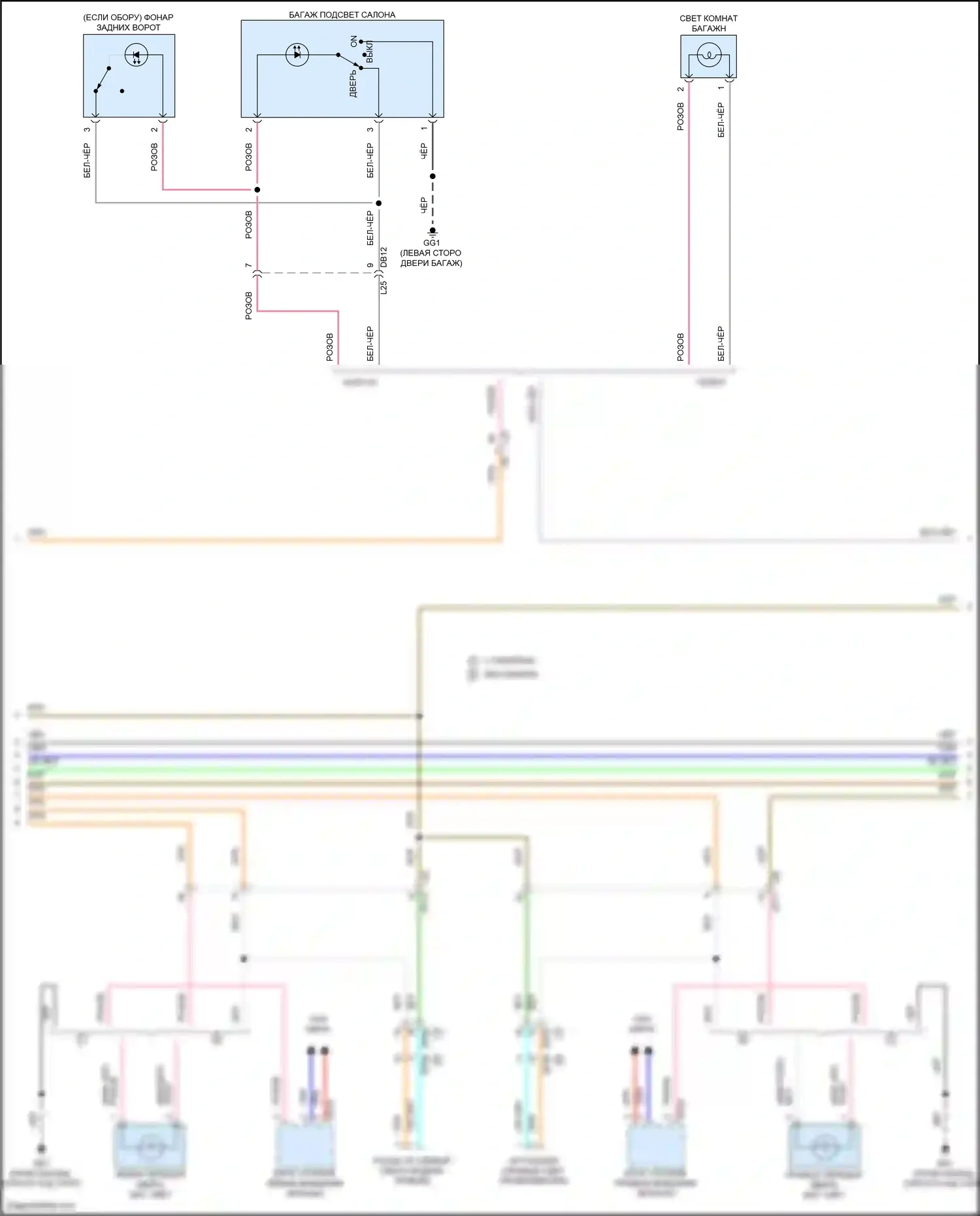 Outback Subaru BT рестайлинг (2022-2024): Электросхема освещения салона (2 из 3) 