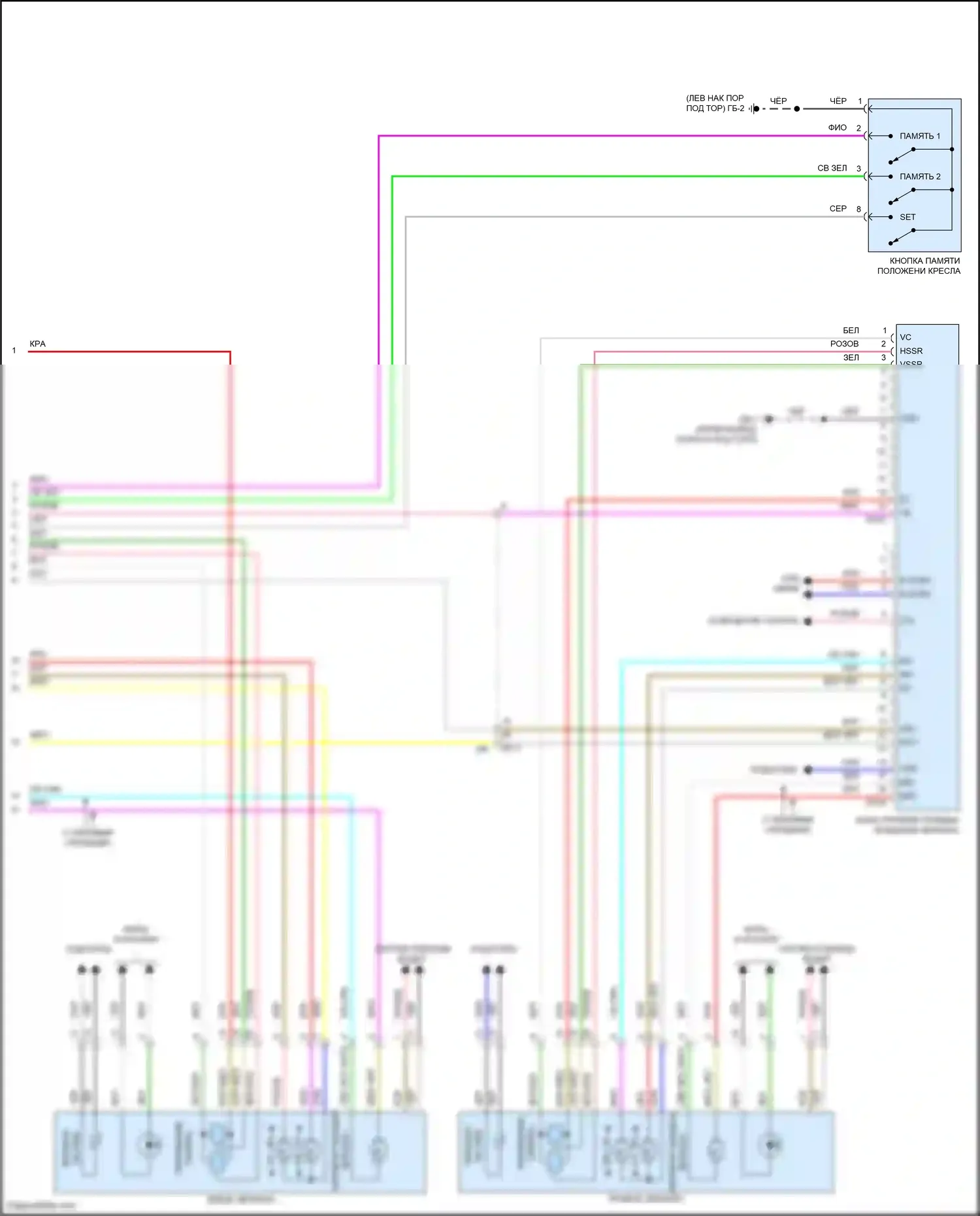 Outback Subaru BT рестайлинг (2022-2024): Электросхема памяти зеркал (2 из 2) 