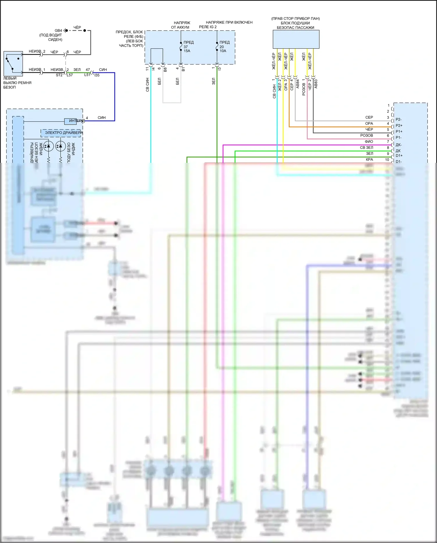 Outback Subaru BT рестайлинг (2022-2024): Электросхема подушек безопасности (3 из 3) 