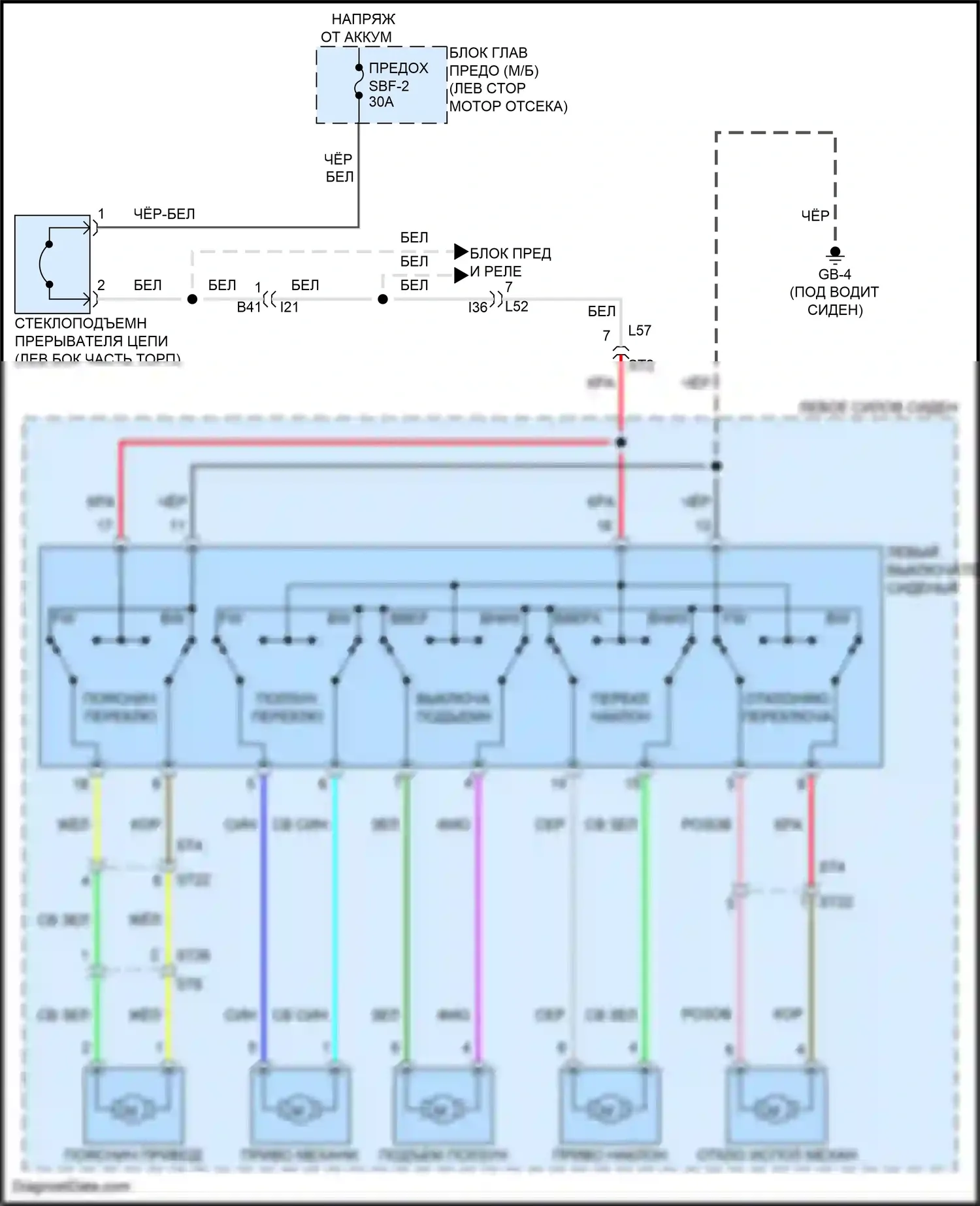 Outback Subaru BT рестайлинг (2022-2024): Питание водительского сиденья электросхема 