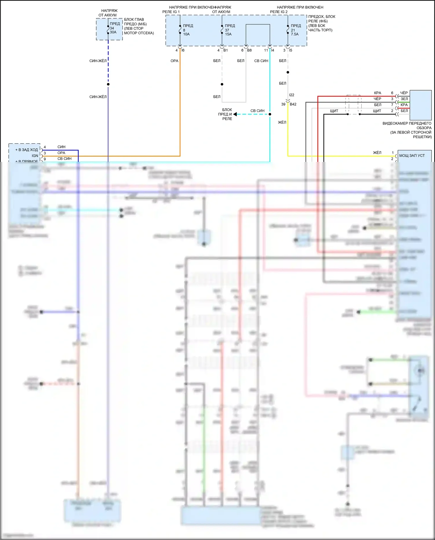Outback Subaru BT рестайлинг (2022-2024): Электросхема камеры переднего вида 