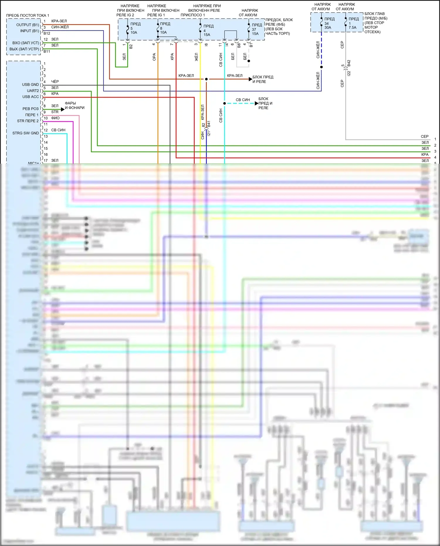 Outback Subaru BT рестайлинг (2022-2024): Электросхема навигации, без усилителя звука, с телематикой (1 из 3) 