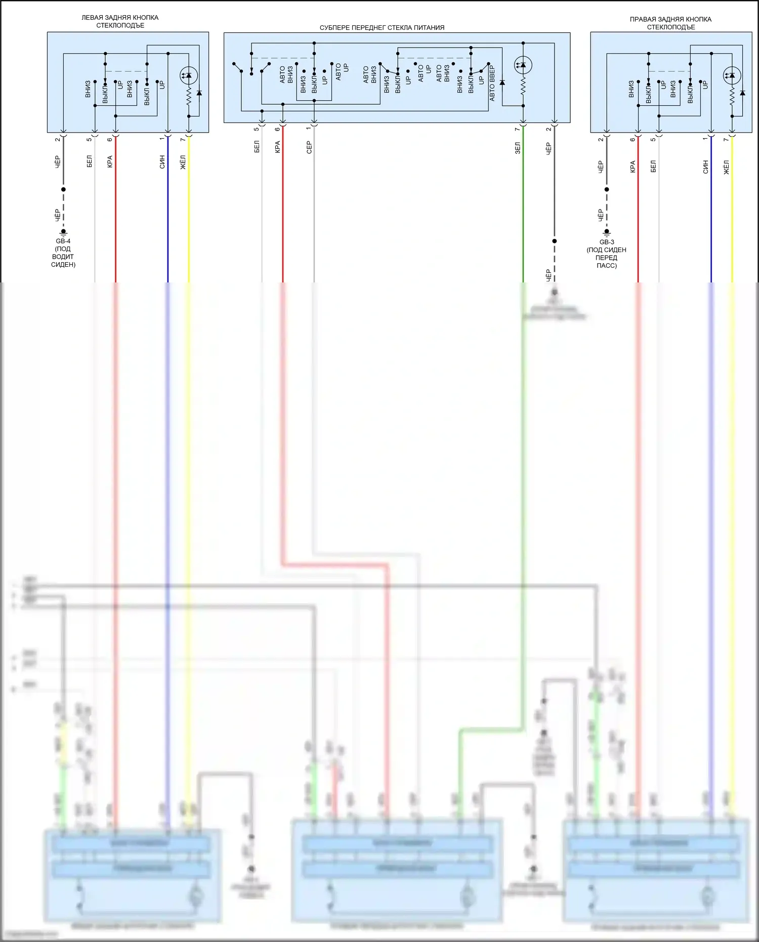 Outback Subaru BT рестайлинг (2022-2024): Электросхема стеклоподъемников, со всеми функциями авто сидений (2 из 2) 