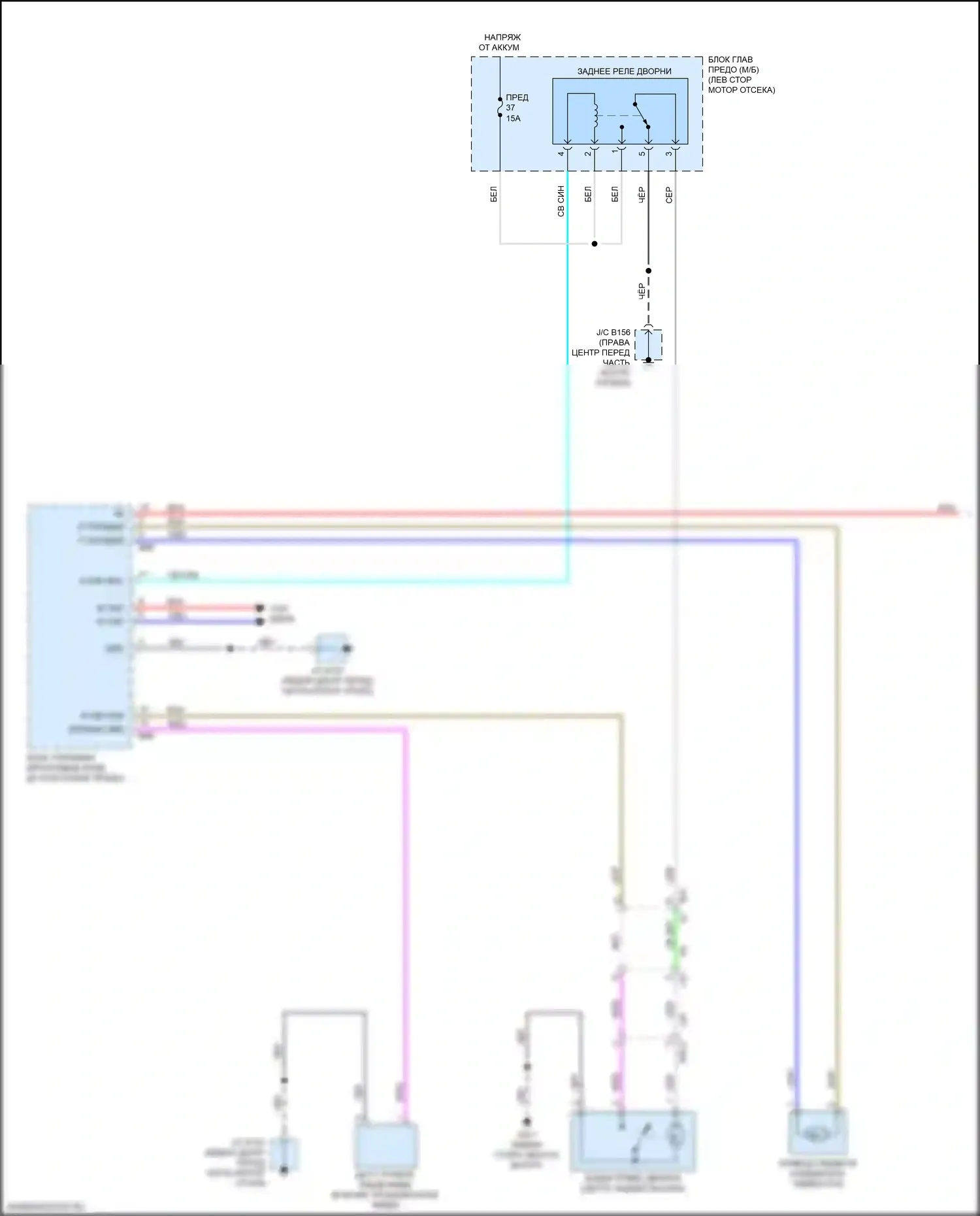Outback Subaru BT (2019-2024): Электросхема задних дворников и омывателей (1 из 2) 