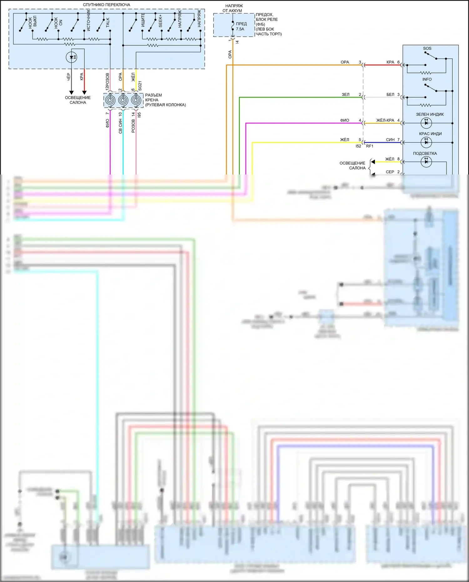 Outback Subaru BT (2019-2024): Электросхема магнитолы, без усилителя звука, с телематикой (3 из 3) 