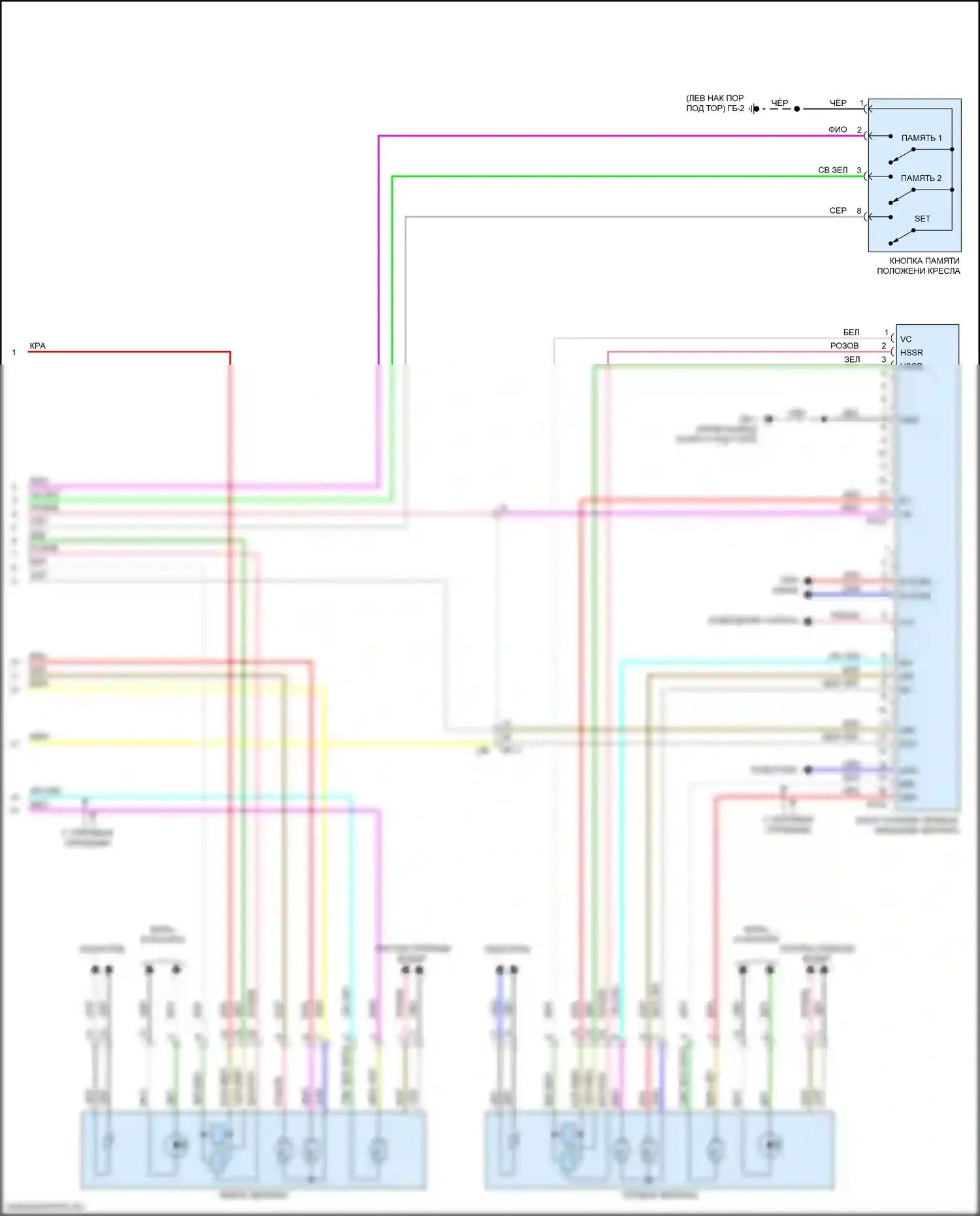 Outback Subaru BT (2019-2024): Электросхема памяти зеркал (2 из 2) 