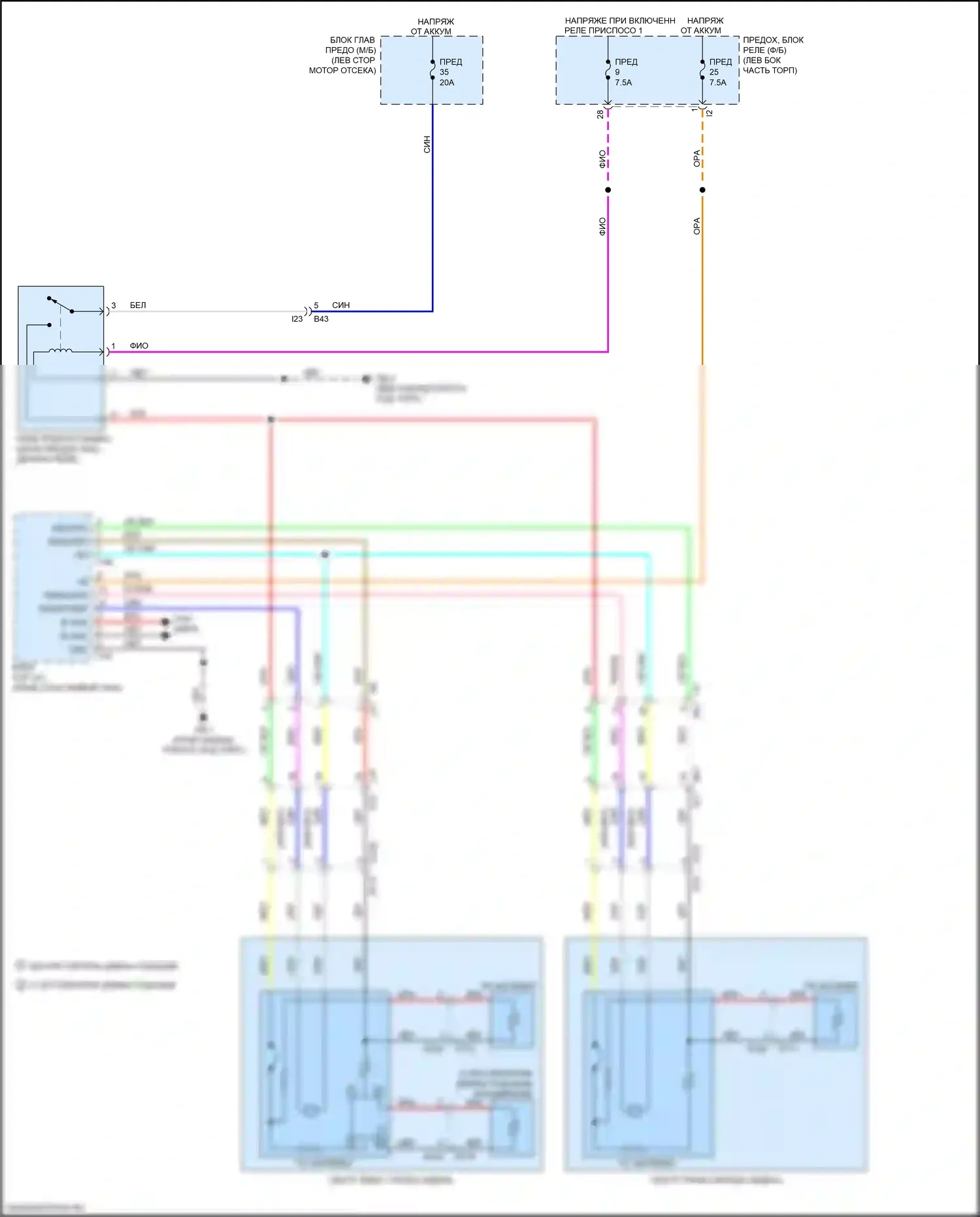 Outback Subaru BT (2019-2024): Электросхема передних обогреваемых сидений, без вентиляции сидений 