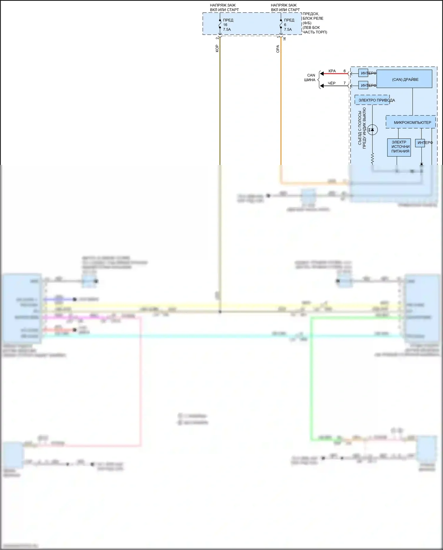 Outback Subaru BT (2019-2024): Электросхема системы обнаружения заднего транспортного средства 