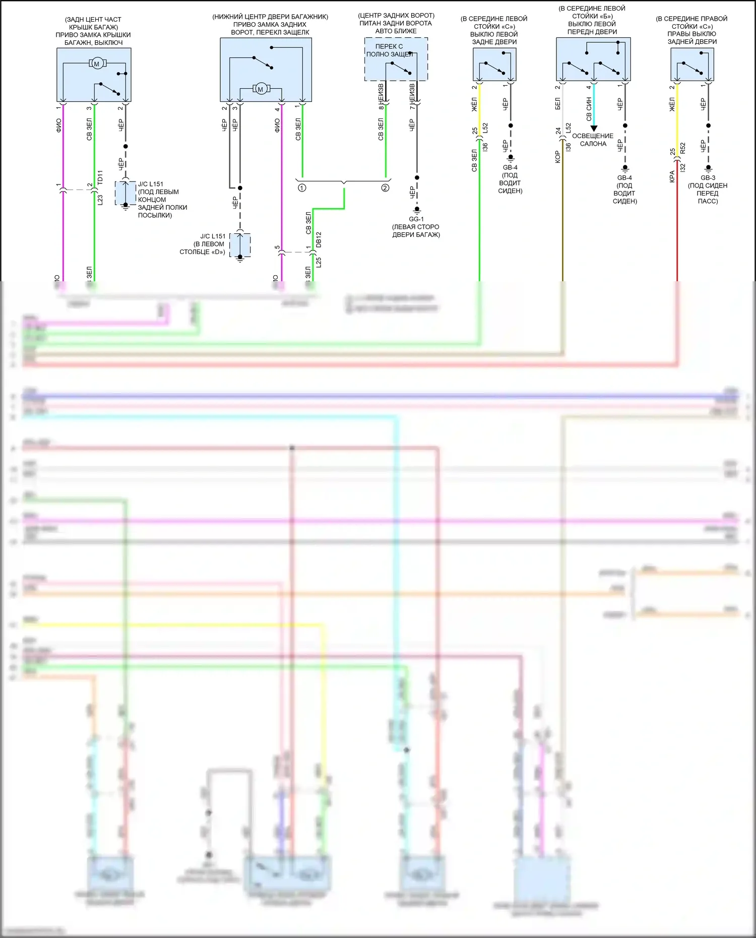 Outback Subaru BT (2019-2024): Электросхема центрального замка, без системы бесключевого доступа (3 из 5) 