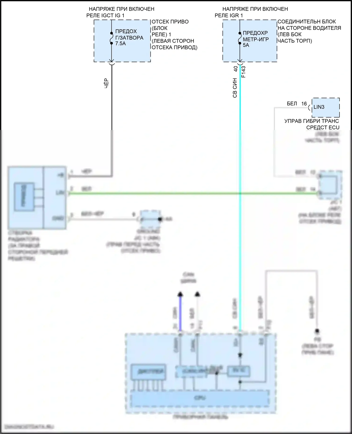 Solterra Subaru I (2022-2024): Электросхема активной створки решетки 