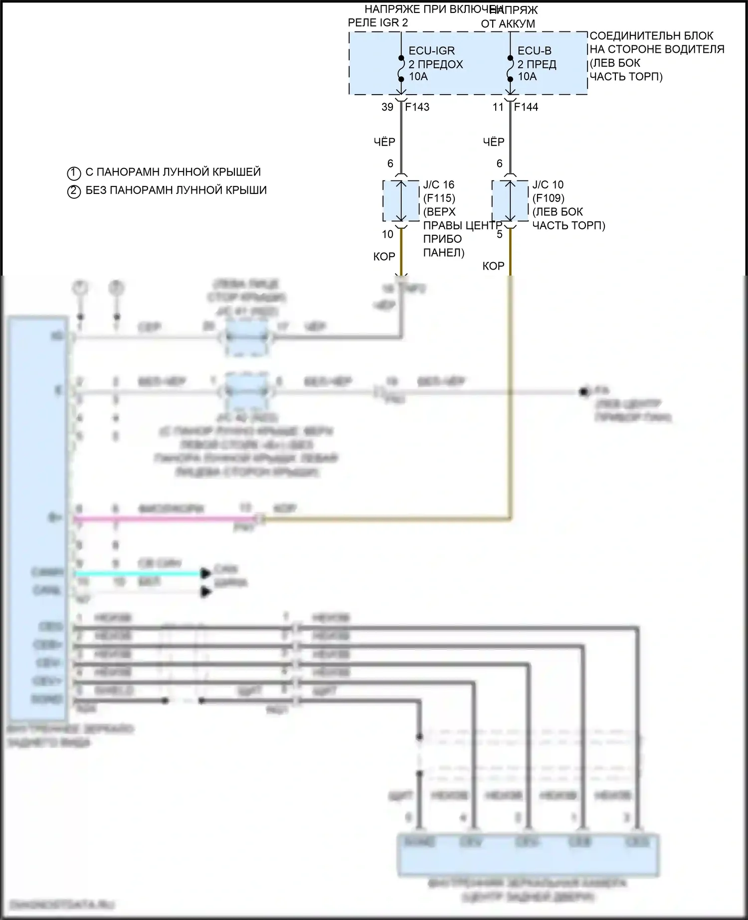 Solterra Subaru I (2022-2024): Электросхема автоматического дневного/ночного зеркала 
