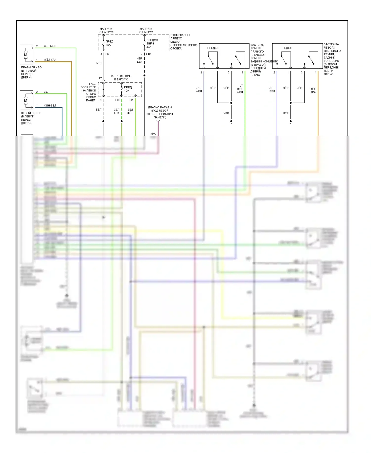SVX Subaru I (1991-1997): Электросхема пассивного удерживающего устройства 