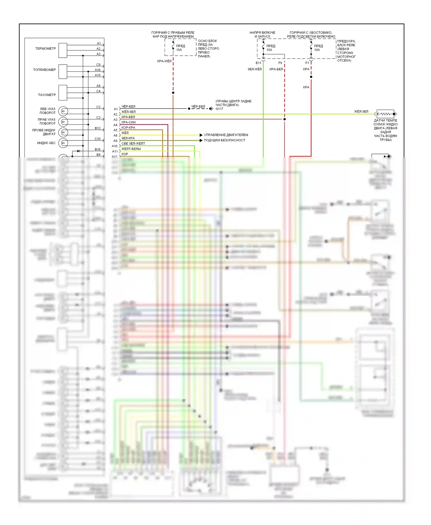 SVX Subaru I (1991-1997): Электросхема приборной панели 