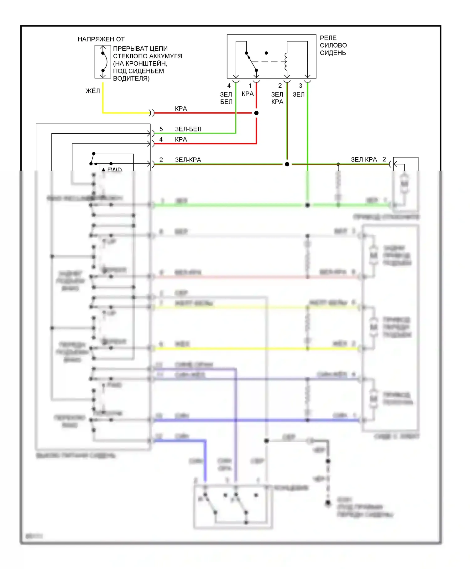 SVX Subaru I (1991-1997): Электросхема силового сиденья 