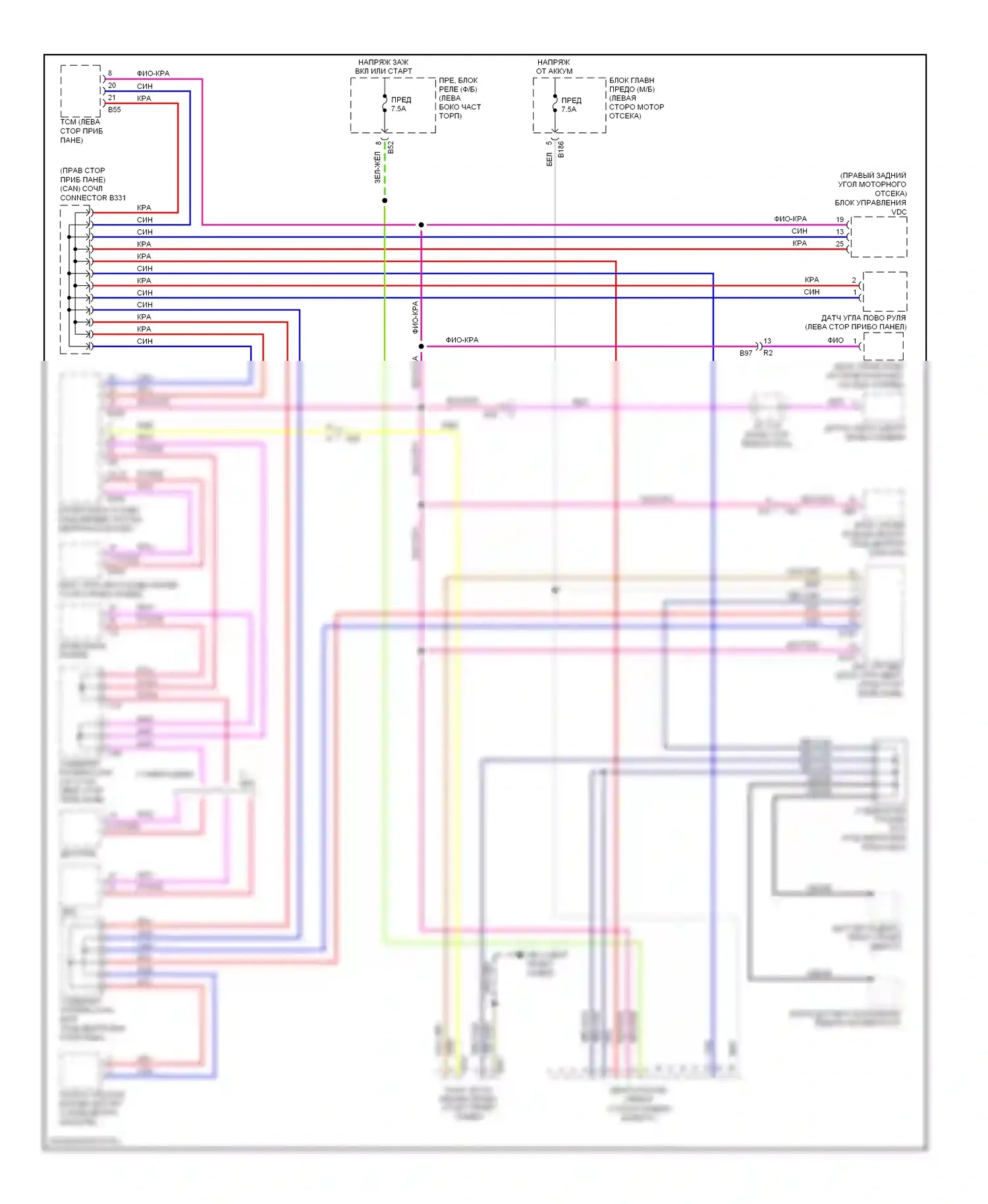 Tribeca Subaru WX рестайлинг (2007-2014): Can шина электросхема 