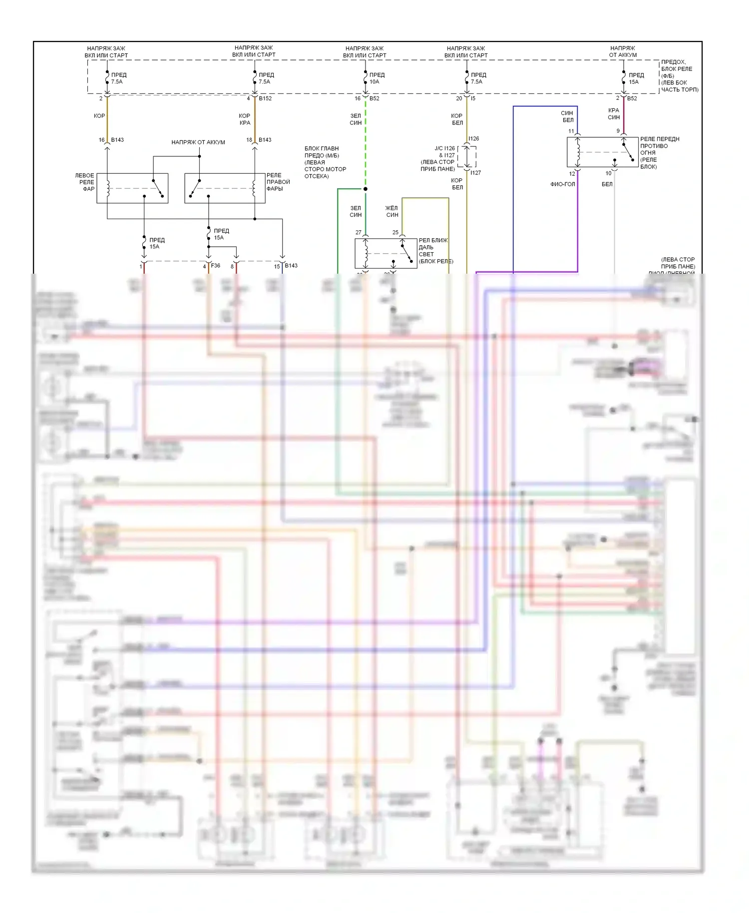 Tribeca Subaru WX рестайлинг (2007-2014): Электросхема фар 