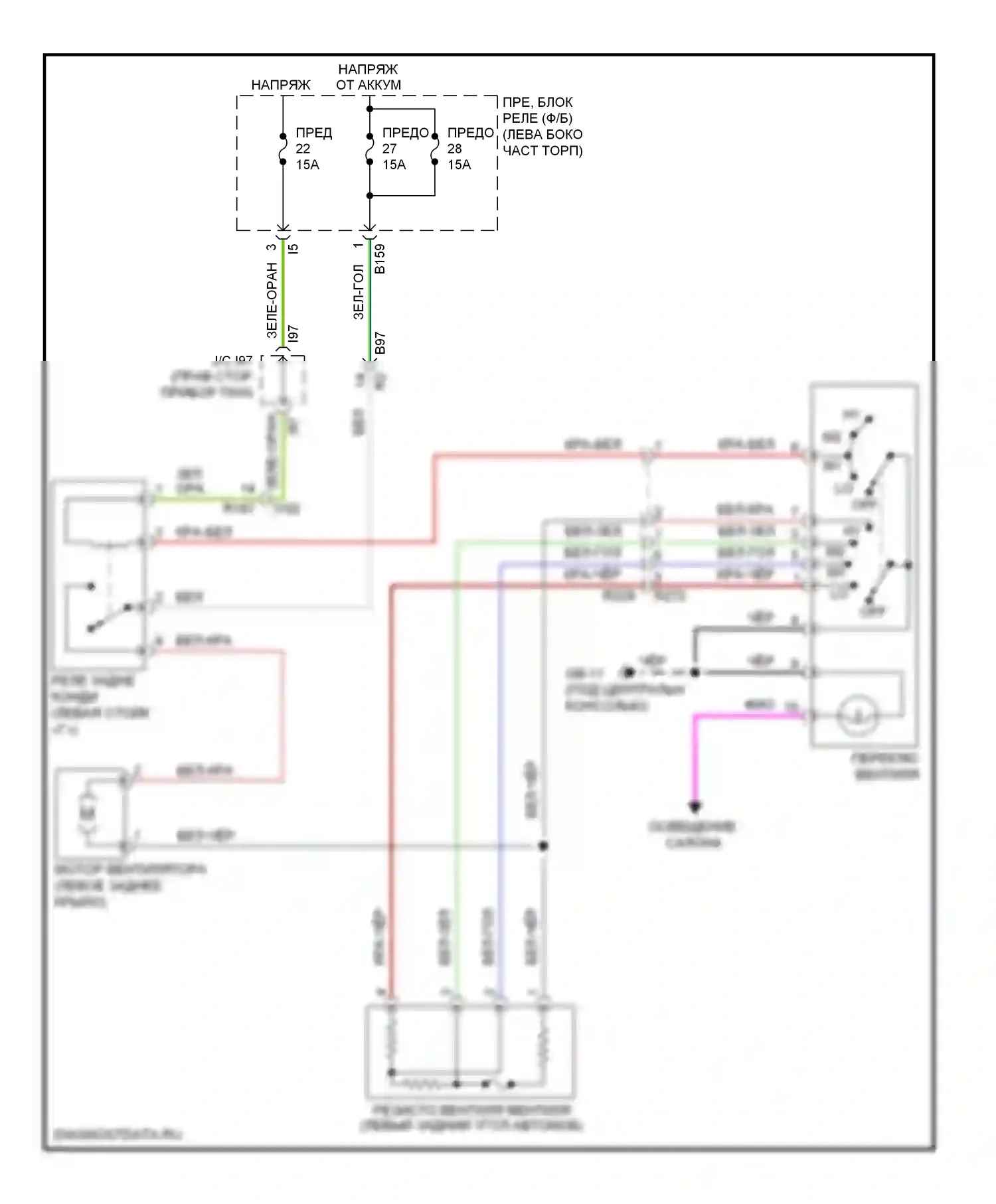 Tribeca Subaru WX рестайлинг (2007-2014): Электросхема заднего кондиционера 