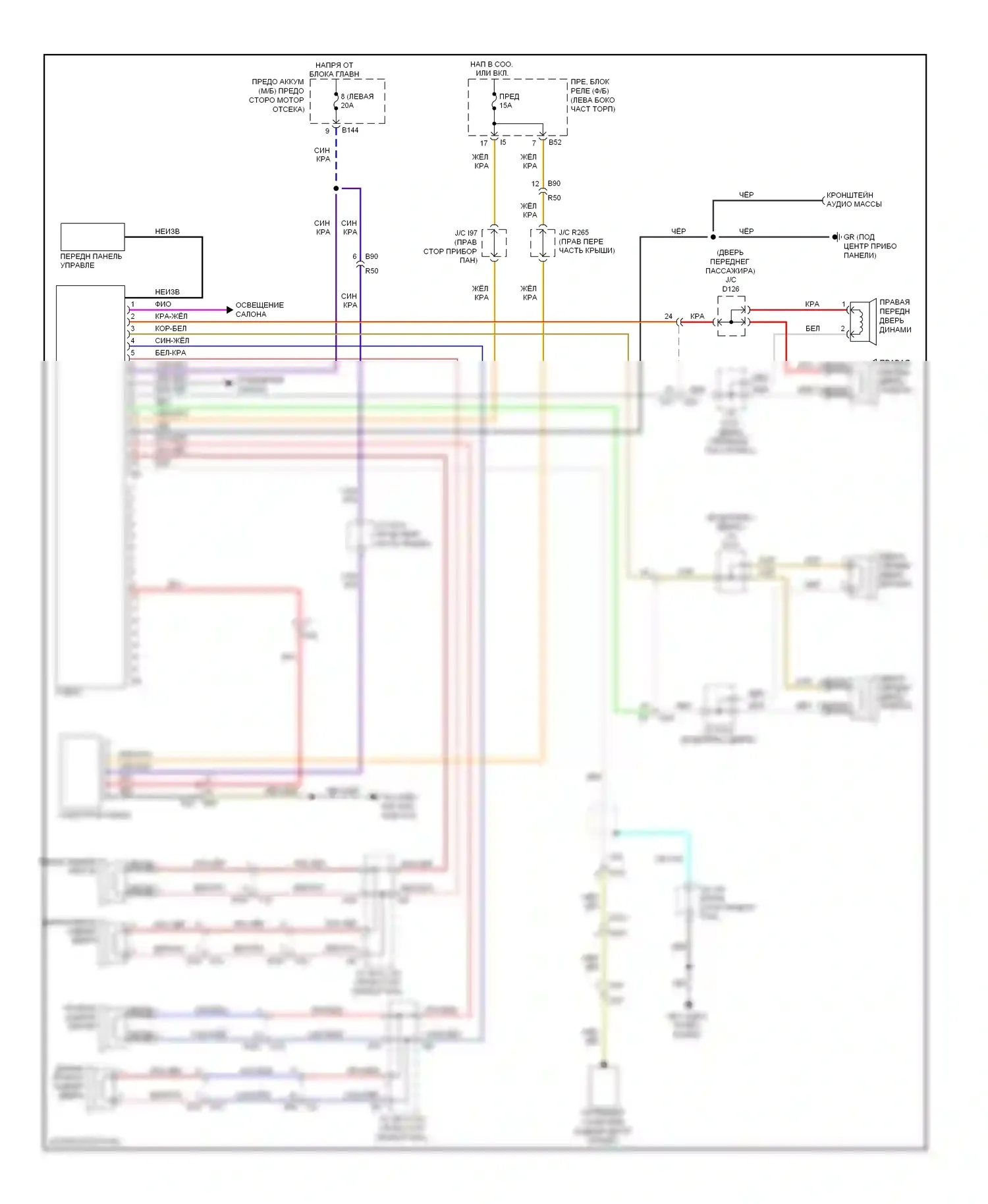 Tribeca Subaru WX рестайлинг (2007-2014): Базовая магнитола электросхема, со свободными руками 