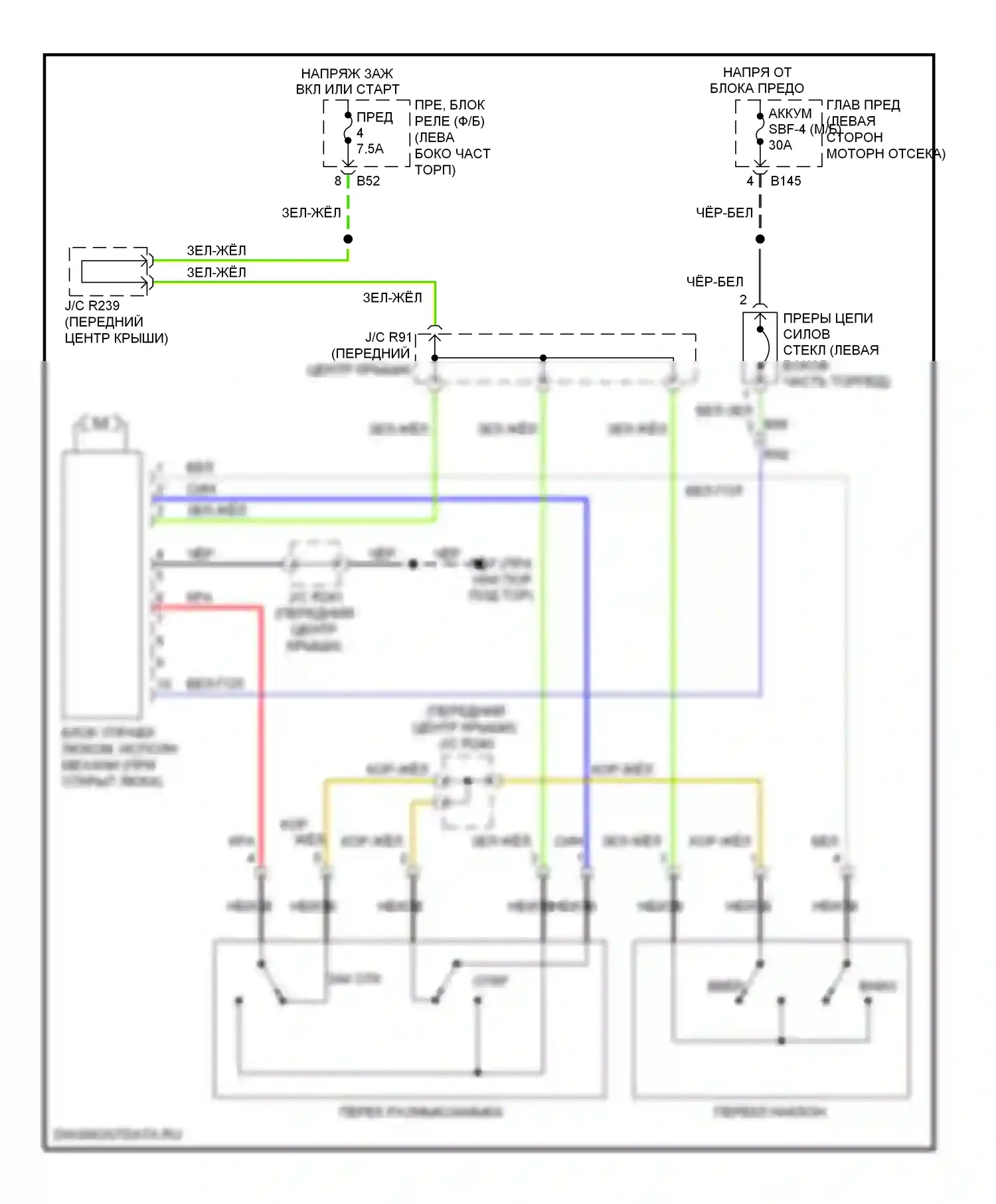 Tribeca Subaru WX рестайлинг (2007-2014): Электросхема складной крыши/люка 