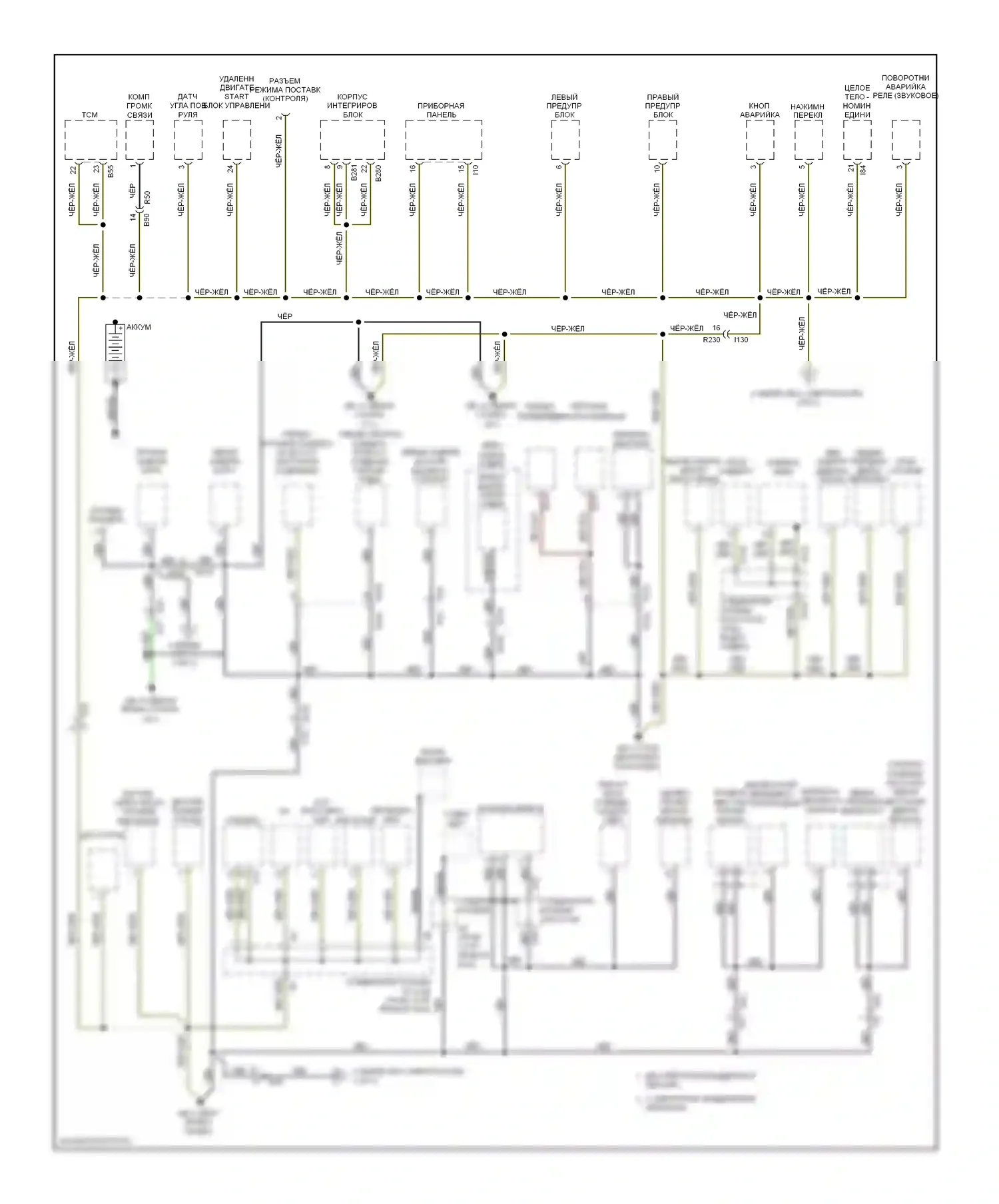 Tribeca Subaru WX рестайлинг (2007-2014): Электросхема точек подключения масс (1 из 3) 