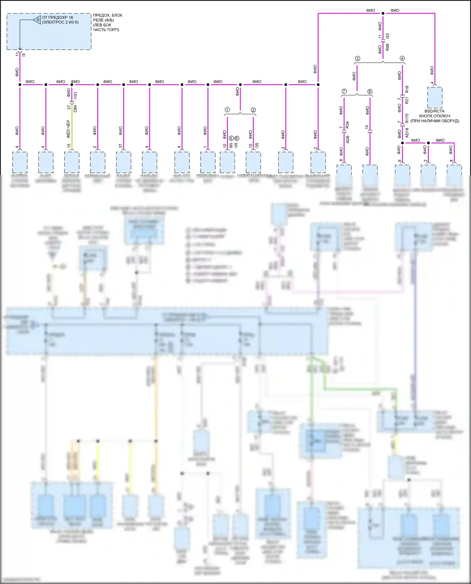 WRX STI Subaru VA рестайлинг (2016-2021): Электросхема блока предохранителей реле, с кнопочным включением (3 из 6) 