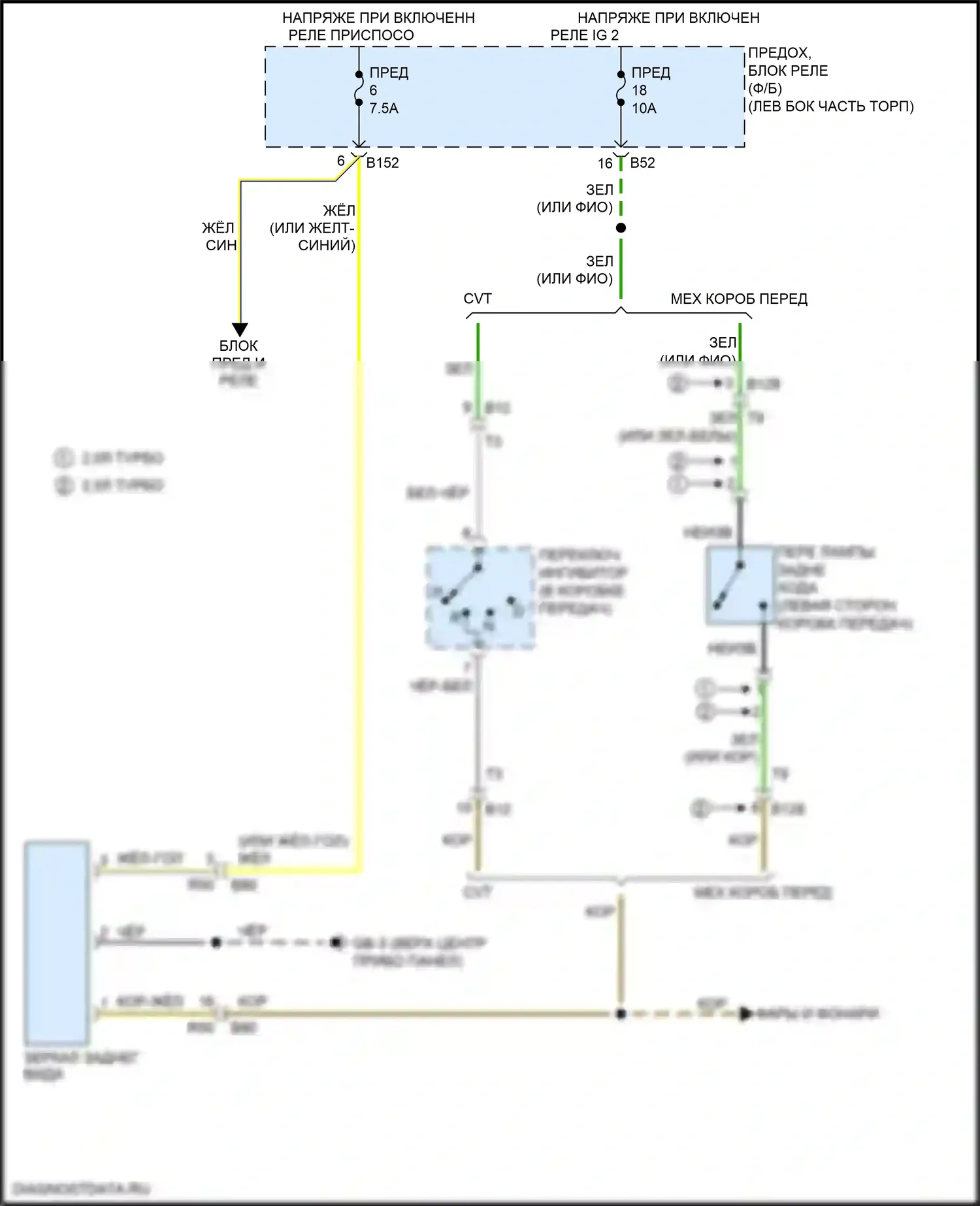 WRX STI Subaru VA рестайлинг (2016-2021): Электросхема автоматического дневного/ночного зеркала 