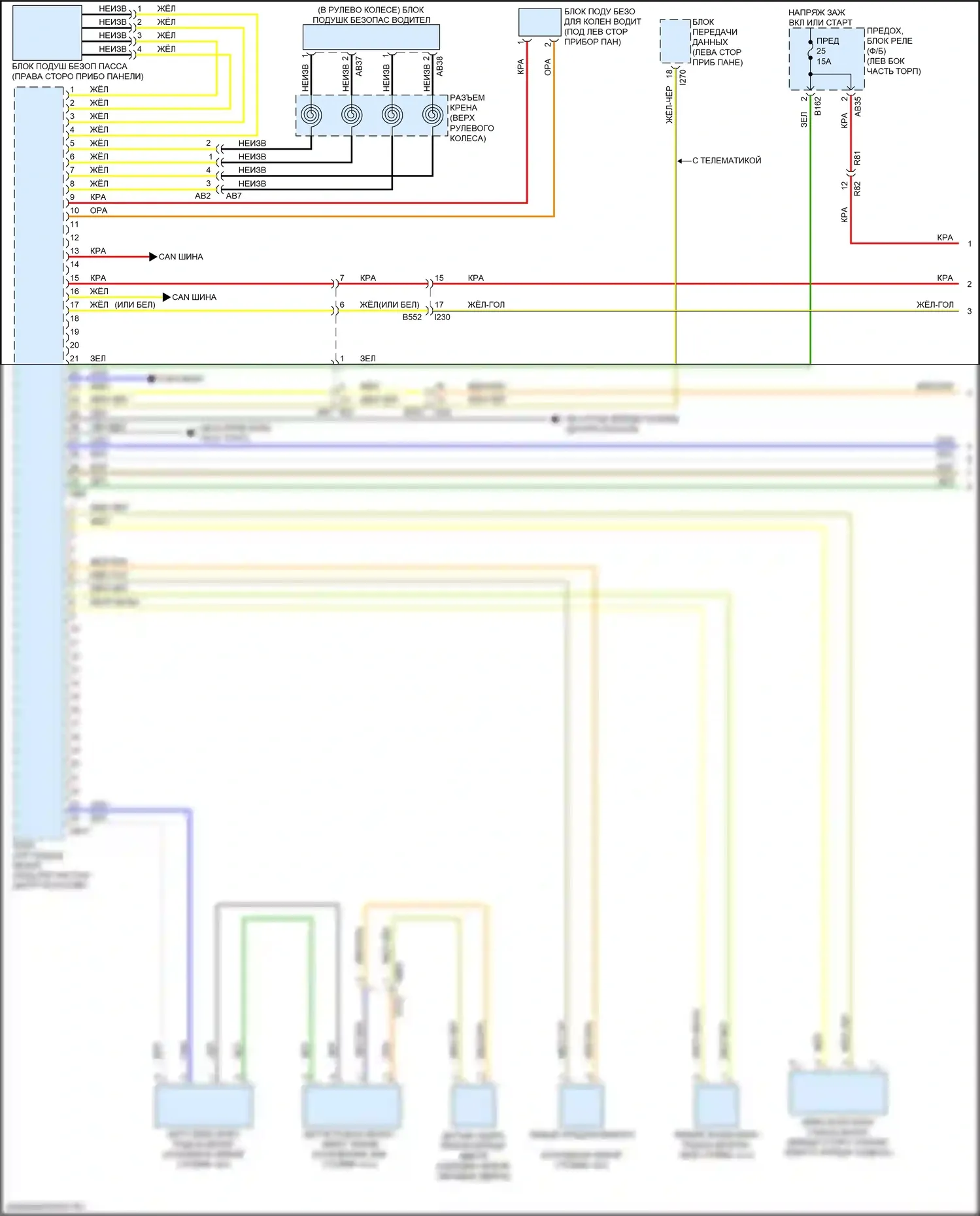 WRX Subaru VA рестайлинг (2016-2021): Электросхема подушек безопасности (1 из 3) 