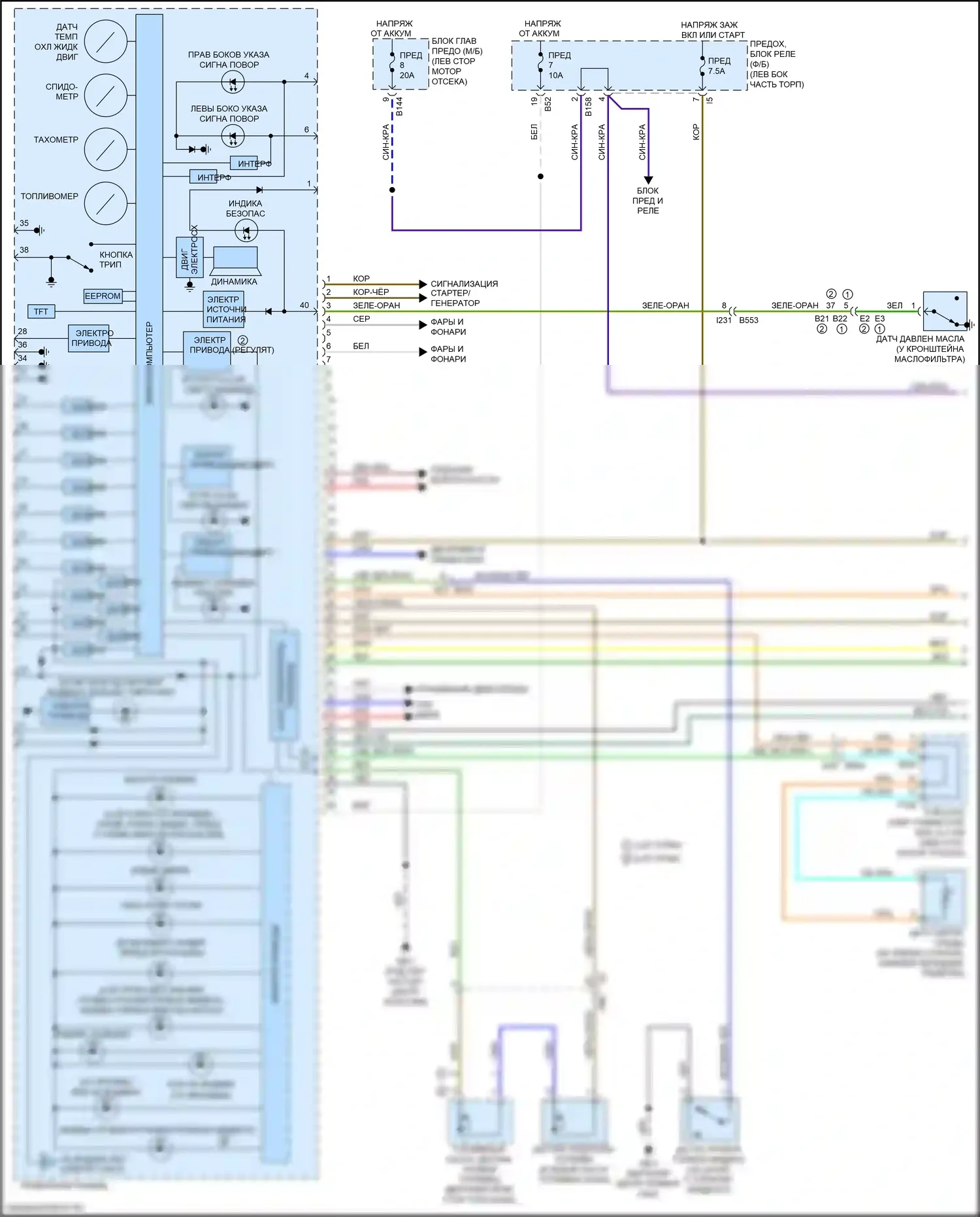 WRX Subaru VA рестайлинг (2016-2021): Электросхема приборной панели (1 из 3) 