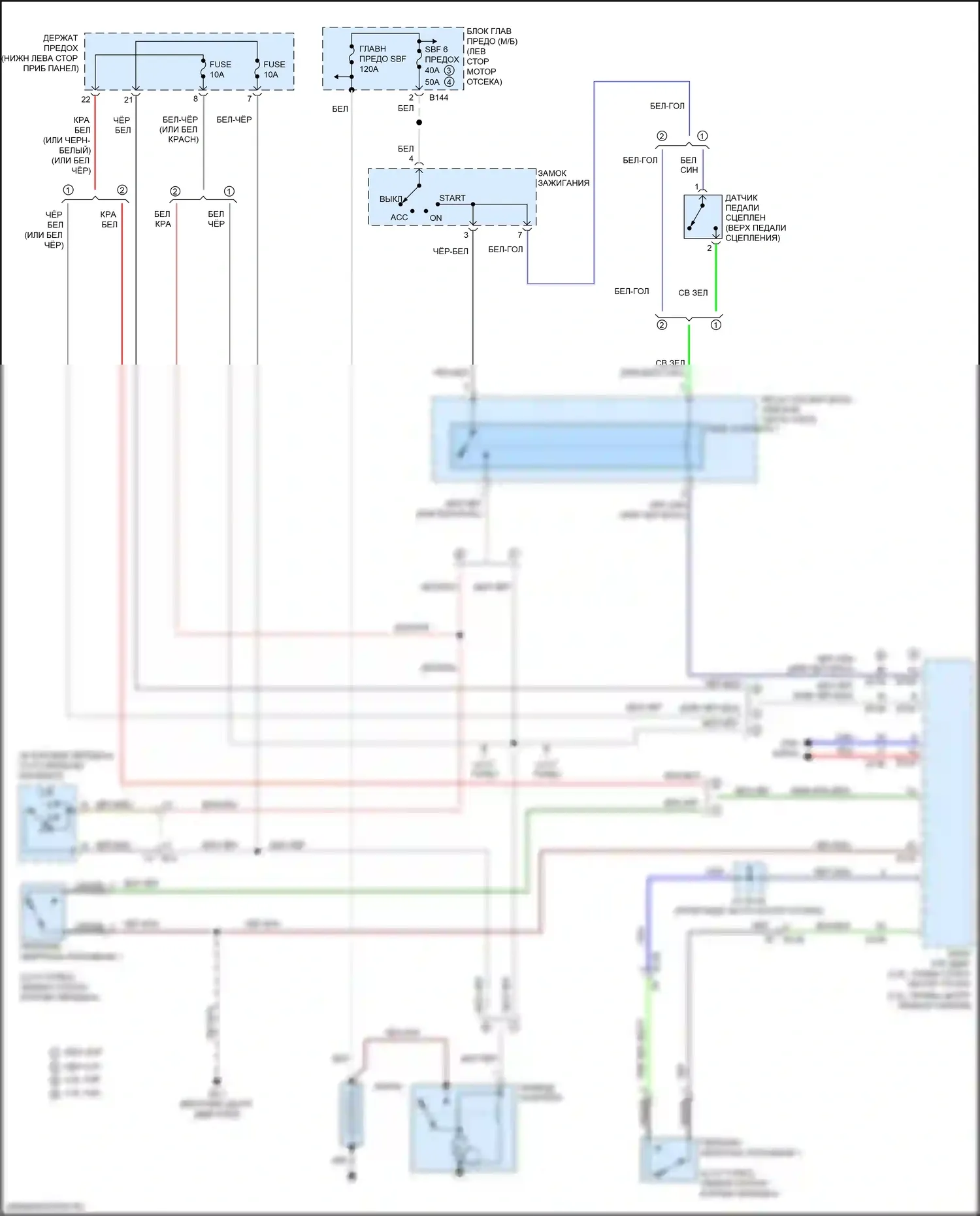 WRX Subaru VA рестайлинг (2016-2021): Электросхема стартера, без кнопочного пуска 