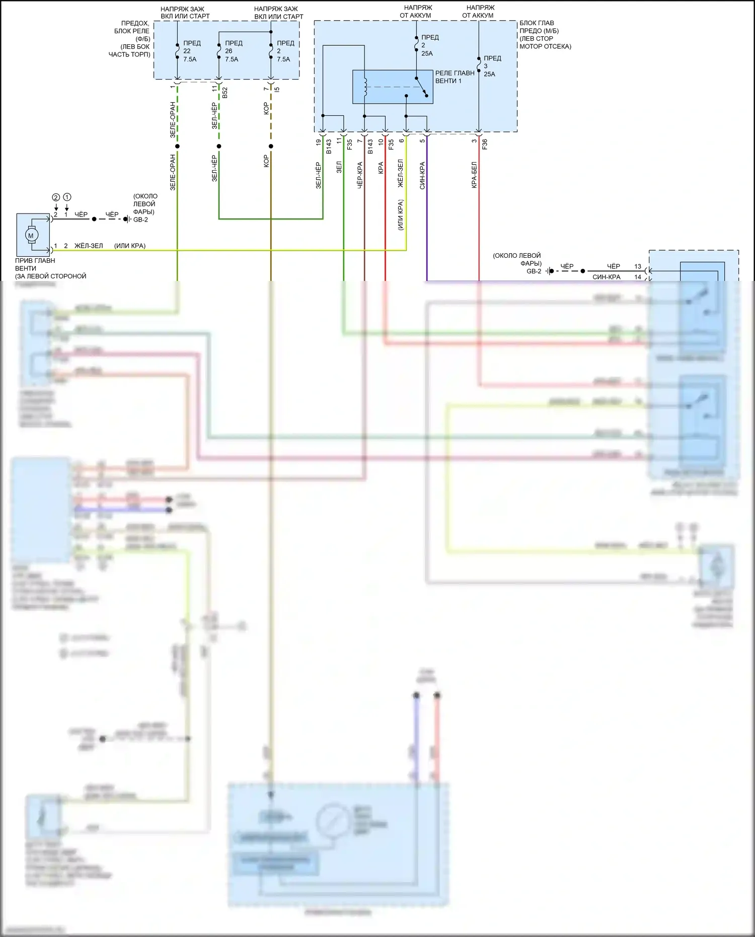 WRX Subaru VA рестайлинг (2016-2021): Электросхема вентилятора охлаждения 