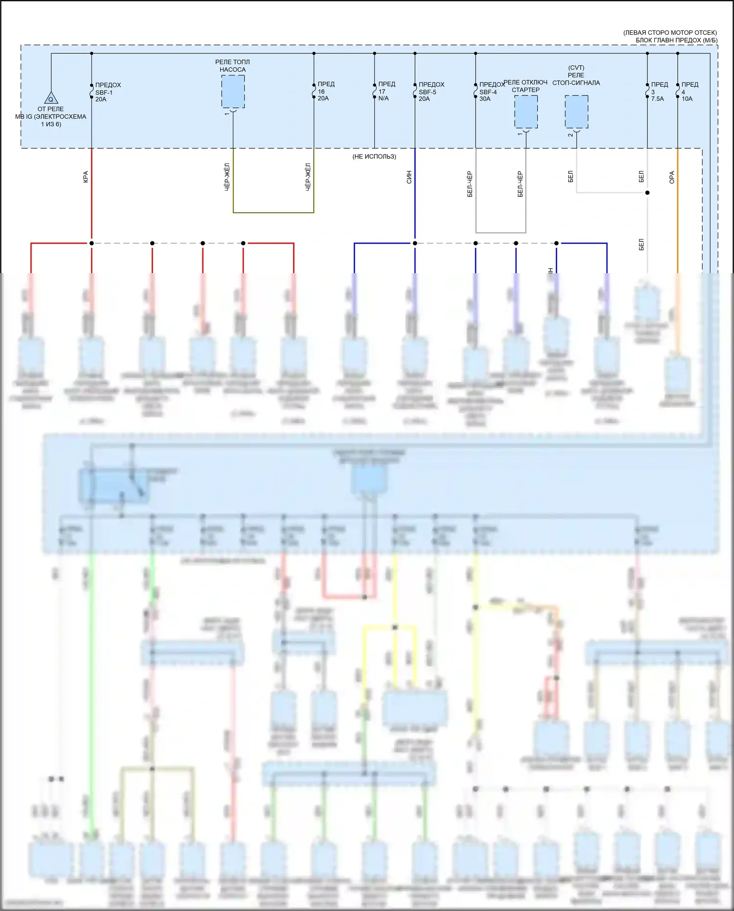 WRX Subaru VB (2021-2024): Электросхема блока предохранителей реле, без включения кнопки (2 из 6) 