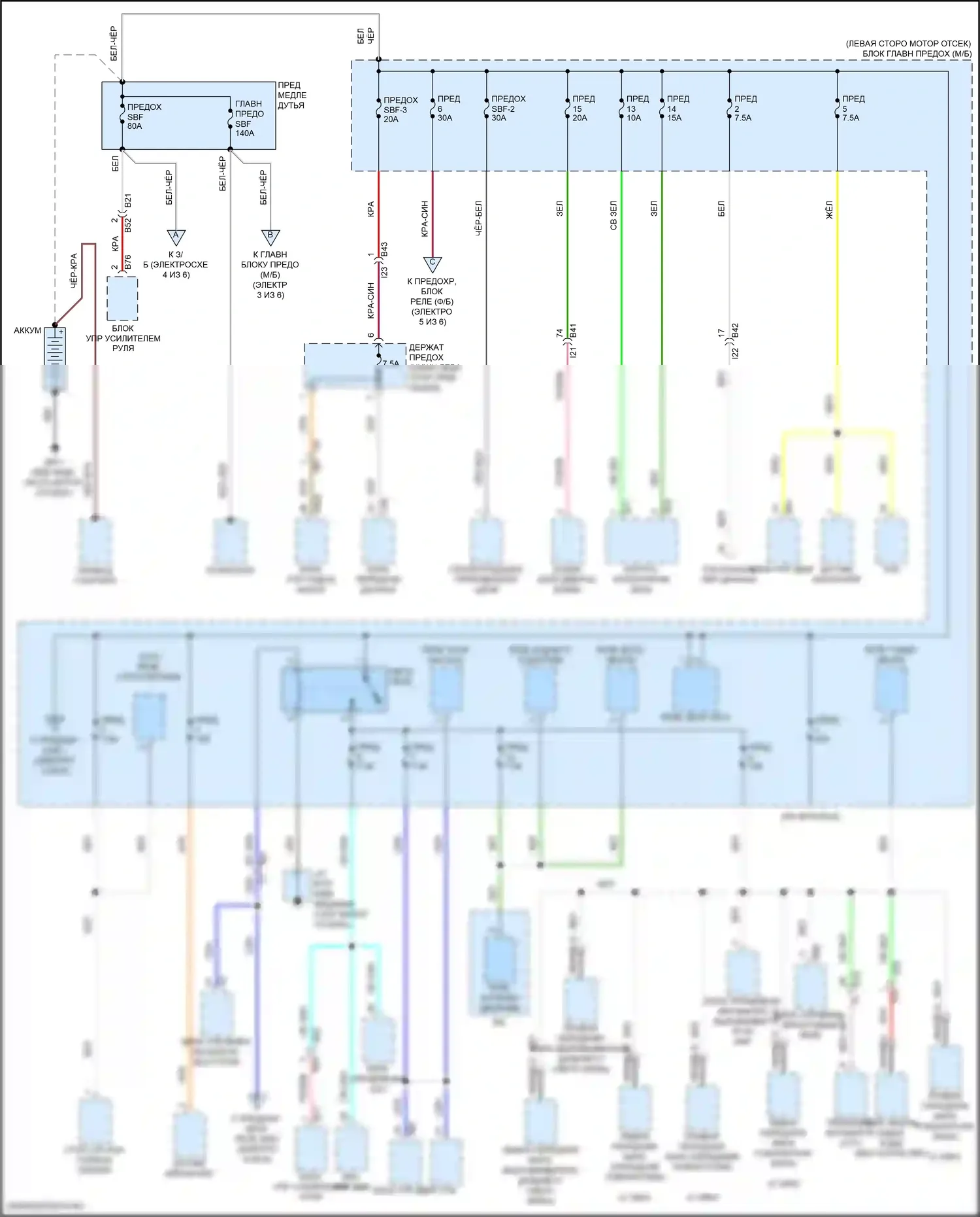 WRX Subaru VB (2021-2024): Электросхема блока предохранителей реле, с кнопочным включением (1 из 6) 