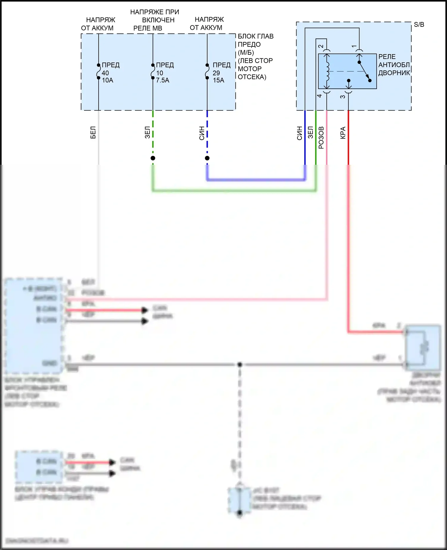 WRX Subaru VB (2021-2024): Электросхема антиобледенителя дворника 