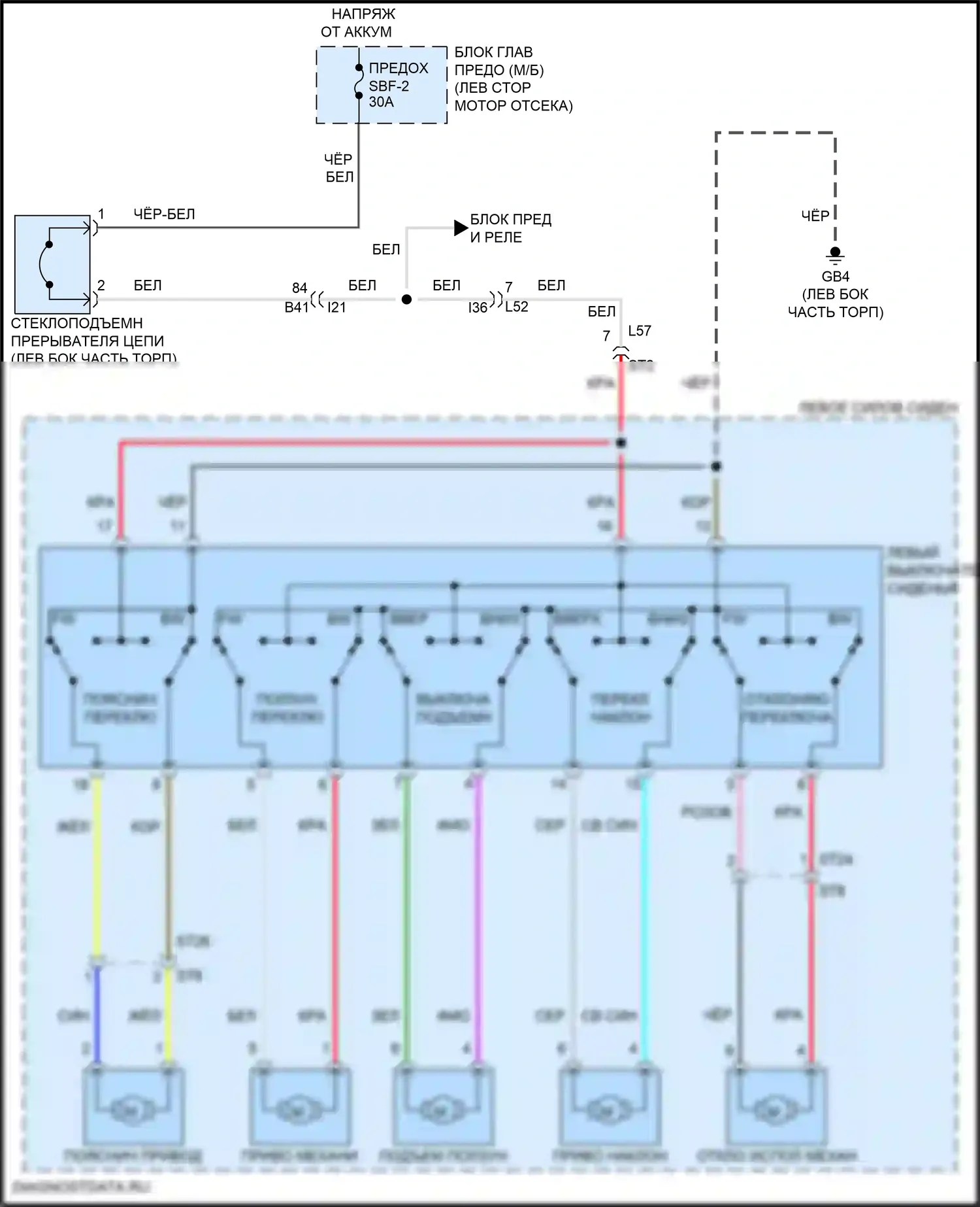 WRX Subaru VB (2021-2024): Питание водительского сиденья электросхема, с поясницей 