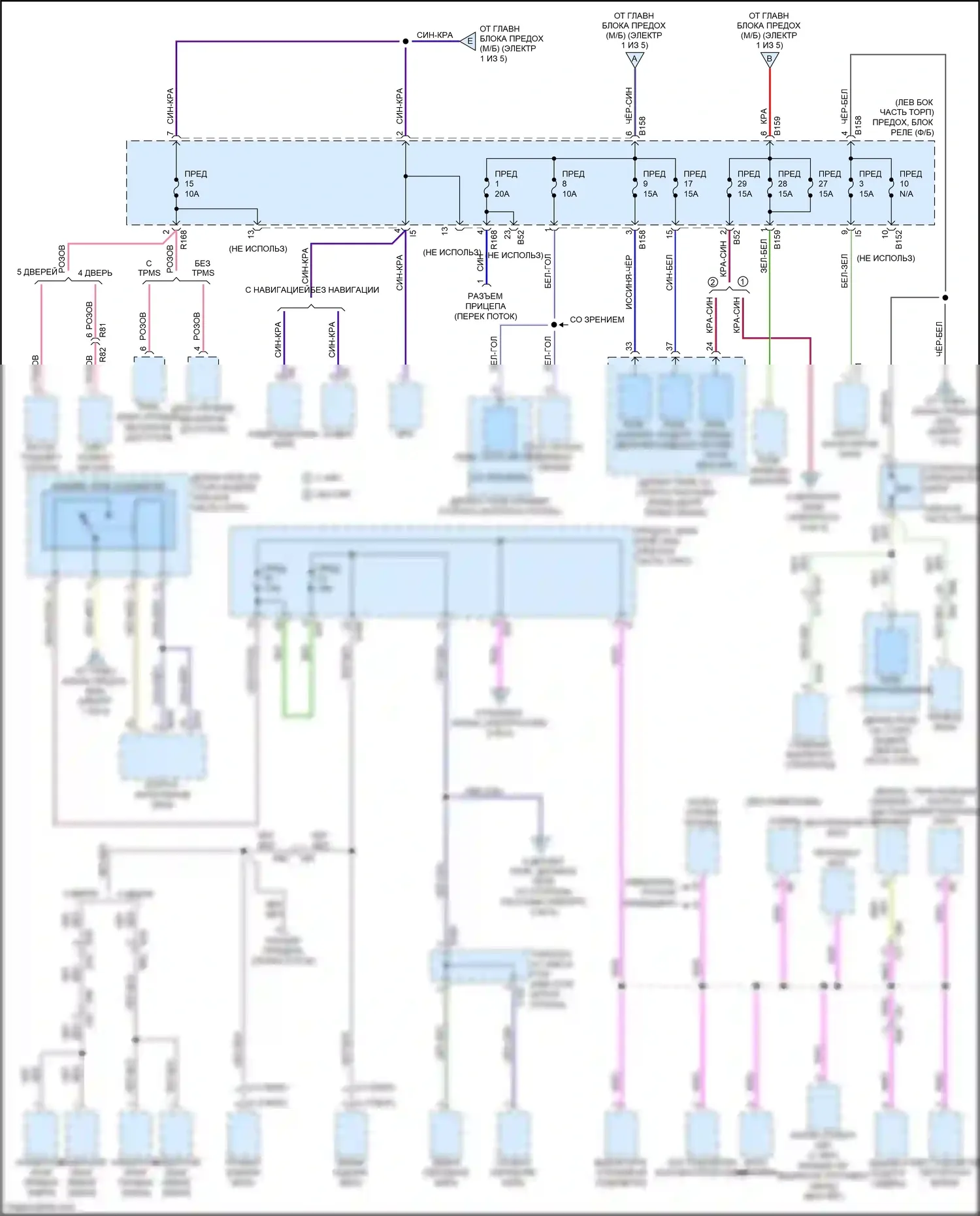XV Subaru GP рестайлинг (2015-2017): Электросхема блока предохранителей реле, без hev и кнопочного включения (2 из 5) 
