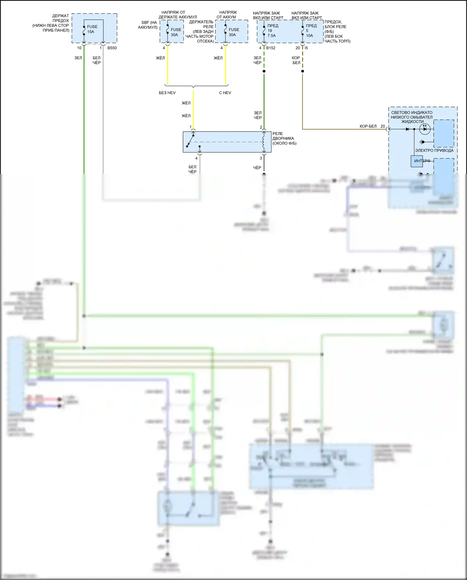 XV Subaru GP рестайлинг (2015-2017): Электросхема задних дворников и омывателей 