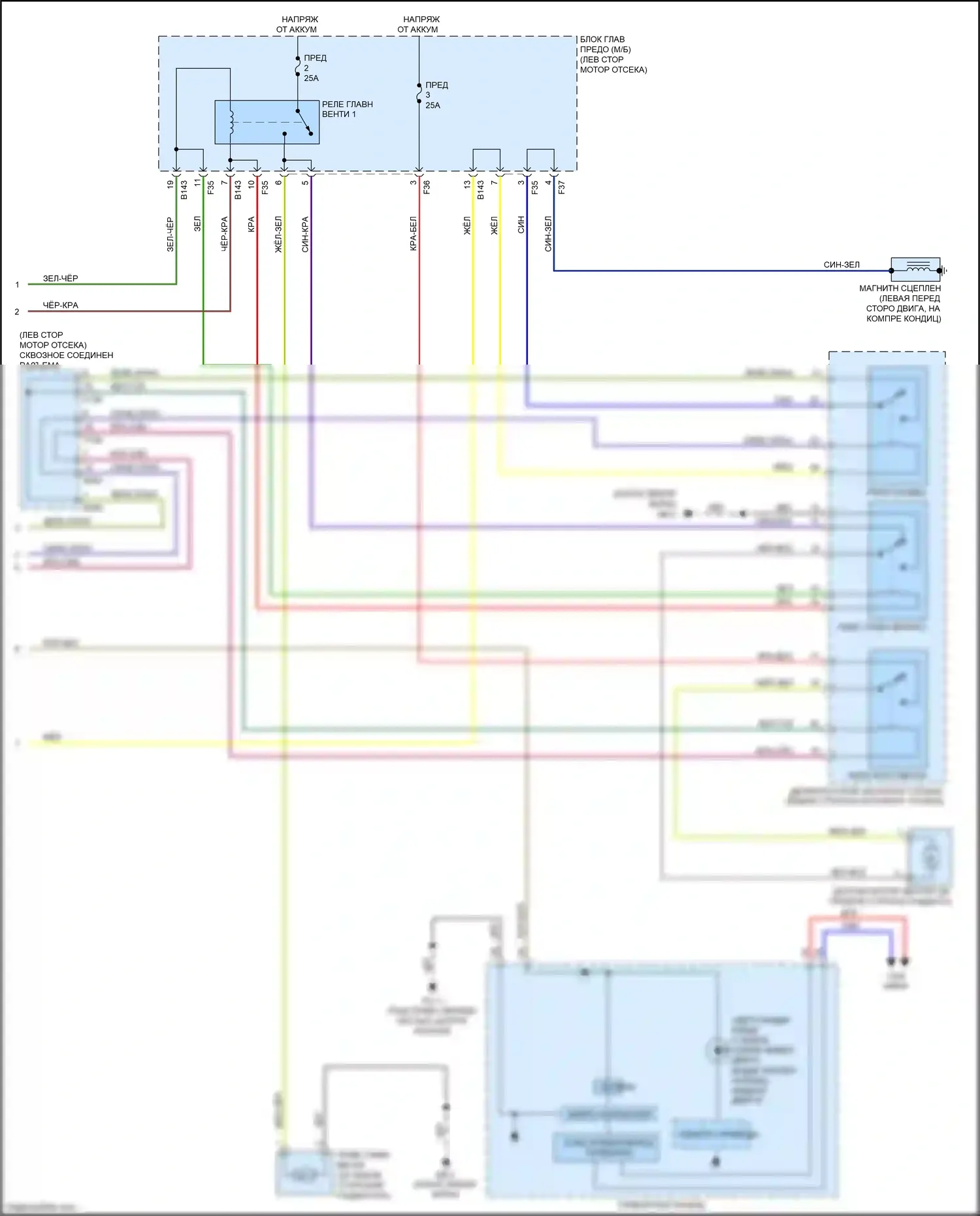 XV Subaru GP рестайлинг (2015-2017): Электросхема ручного кондиционера (2 из 2) 