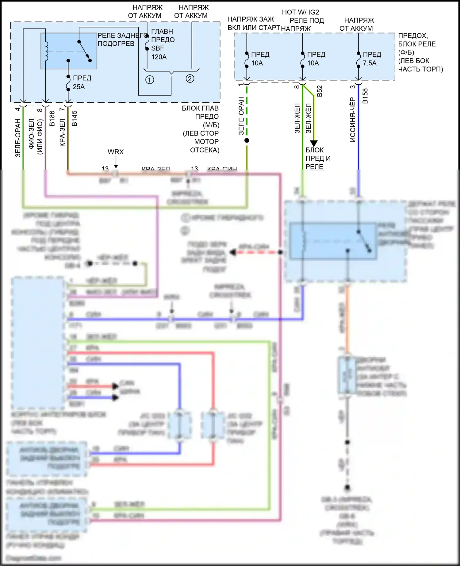XV Subaru GP рестайлинг (2015-2017): Электросхема антиобледенителя дворника 