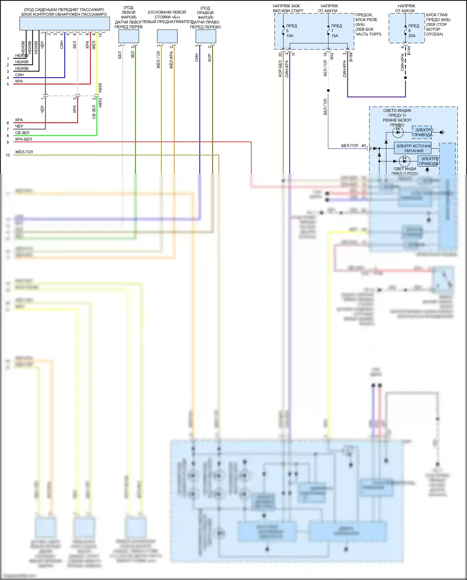 XV Subaru GP рестайлинг (2015-2017): Электросхема подушек безопасности, кроме гибридной (2 из 2) 