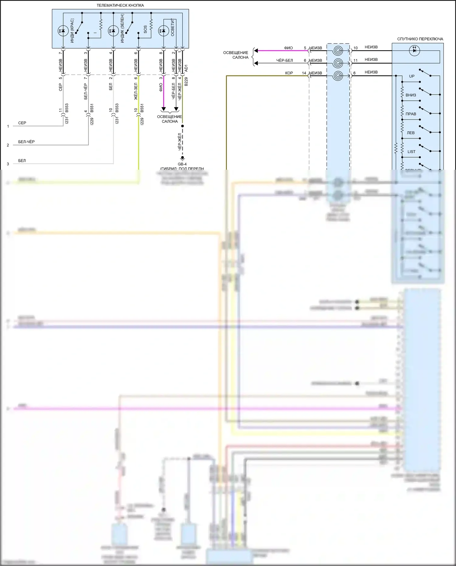 XV Subaru GP рестайлинг (2015-2017): Электросхема навигации, за исключением гибридной с телематикой (3 из 3) 