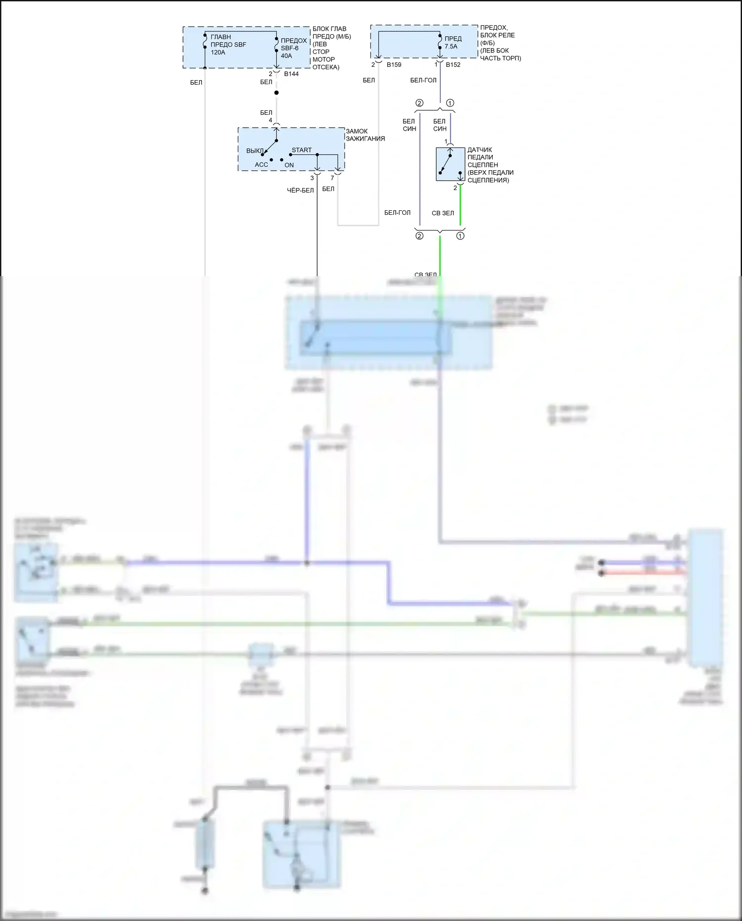 XV Subaru GP рестайлинг (2015-2017): Электросхема стартера, без hev и кнопочного пуска 