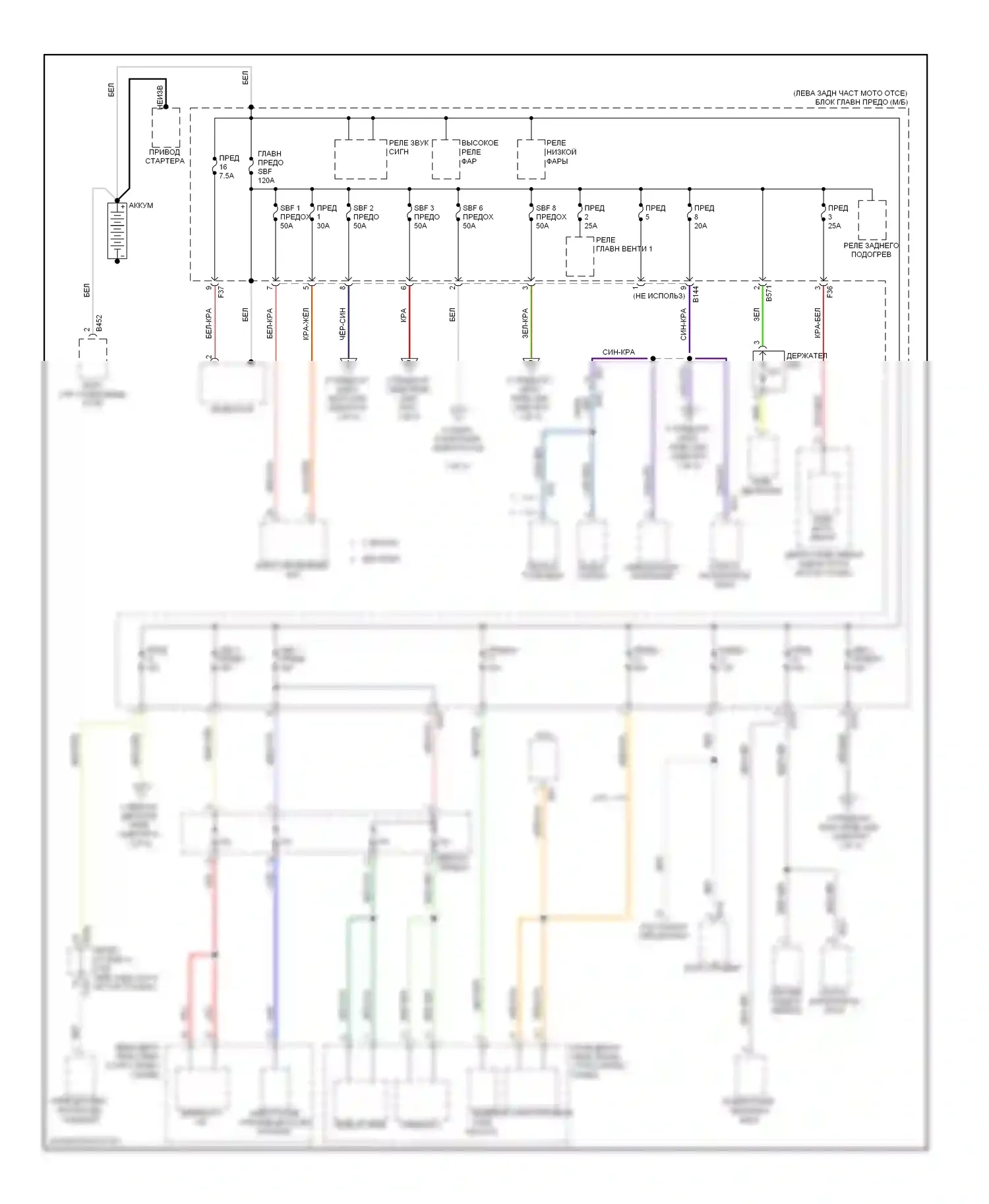 XV Subaru GP (2011-2016): Электросхема блока предохранителей реле, без hev (1 из 4) 