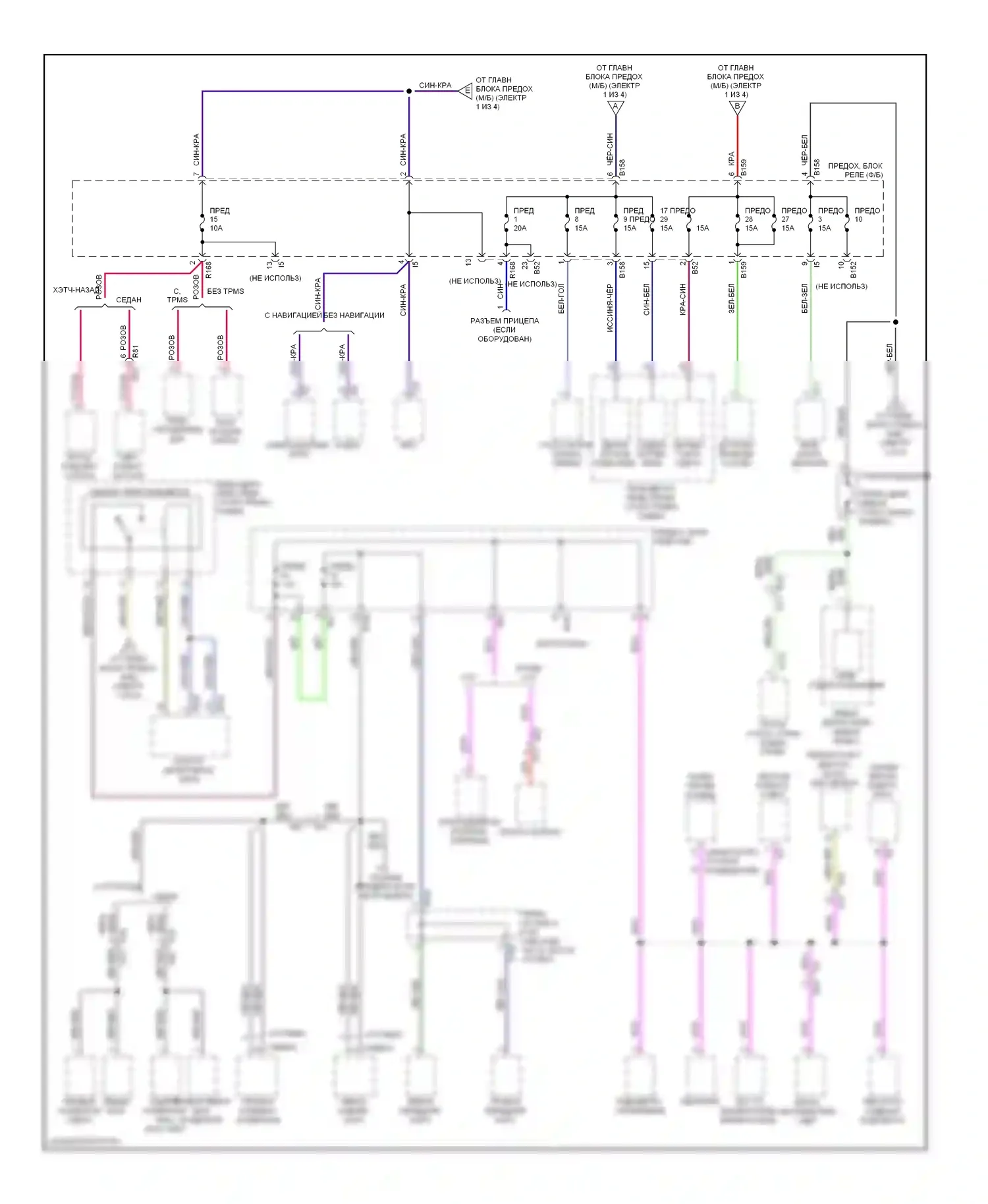 XV Subaru GP (2011-2016): Электросхема блока предохранителей реле, без hev (2 из 4) 