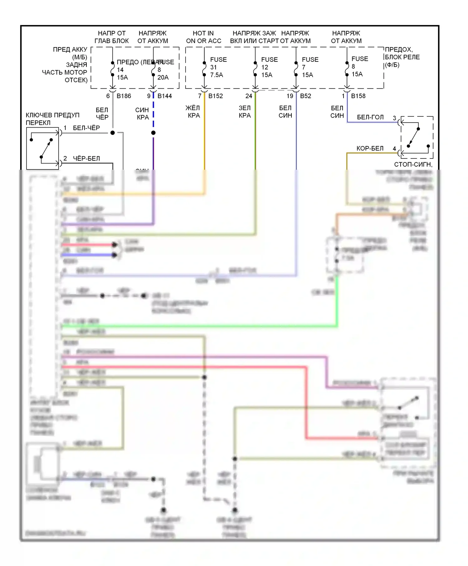 XV Subaru GP (2011-2016): Электросхема блокировки селектора, без hev 