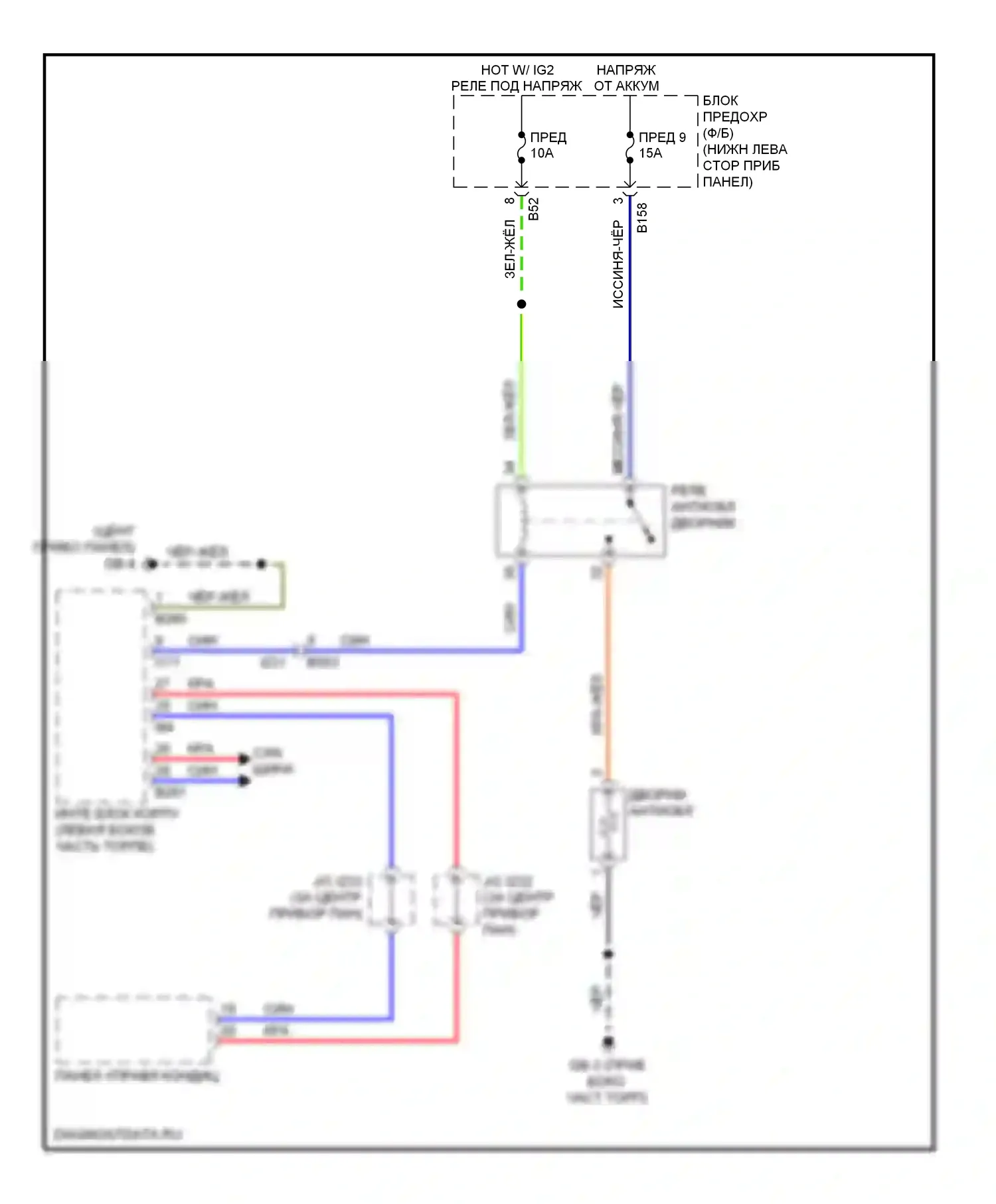 XV Subaru GP (2011-2016): Электросхема антиобледенителя дворника, с hev 