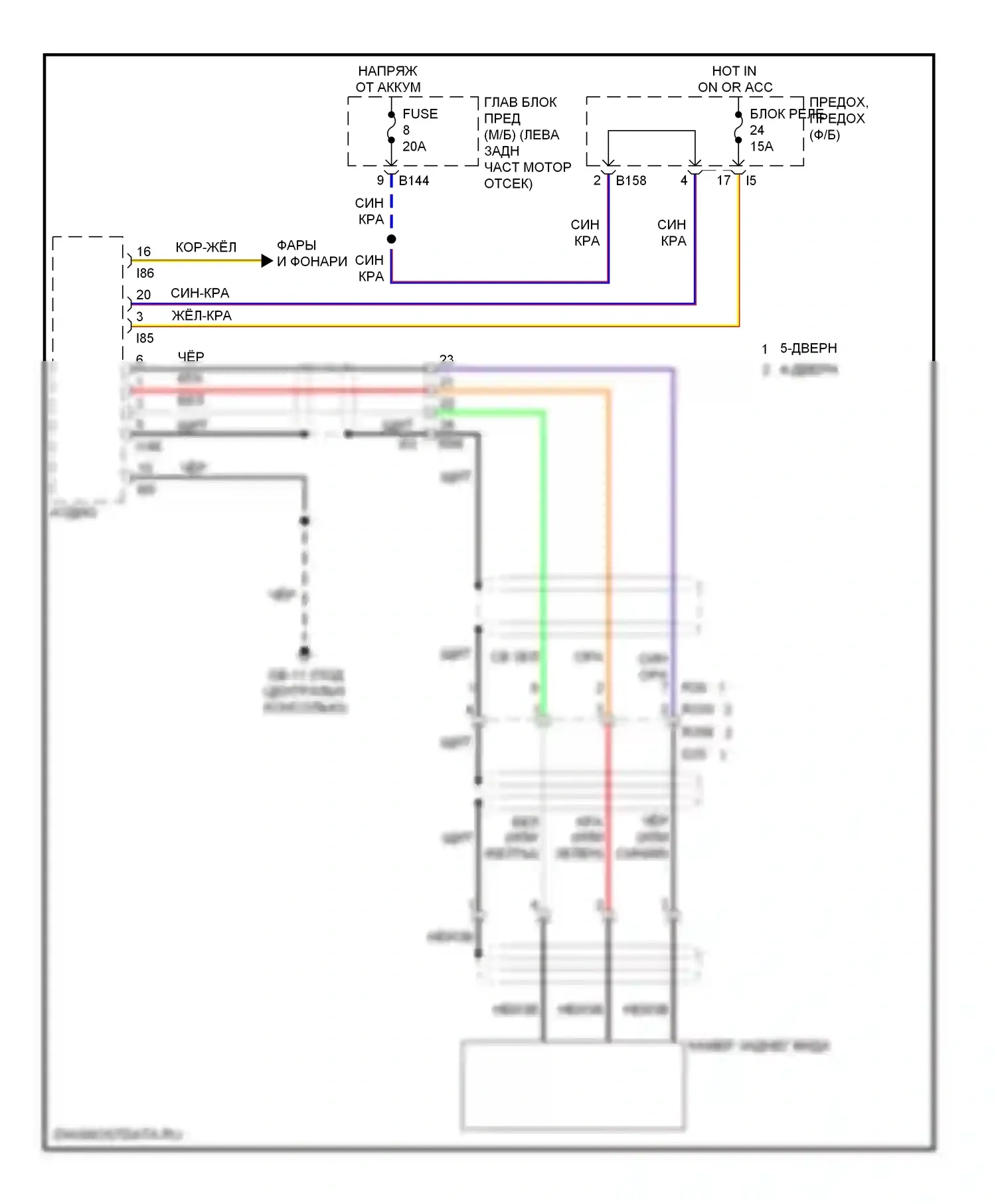 XV Subaru GP (2011-2016): Электросхема камеры заднего вида, без hev и навигации 