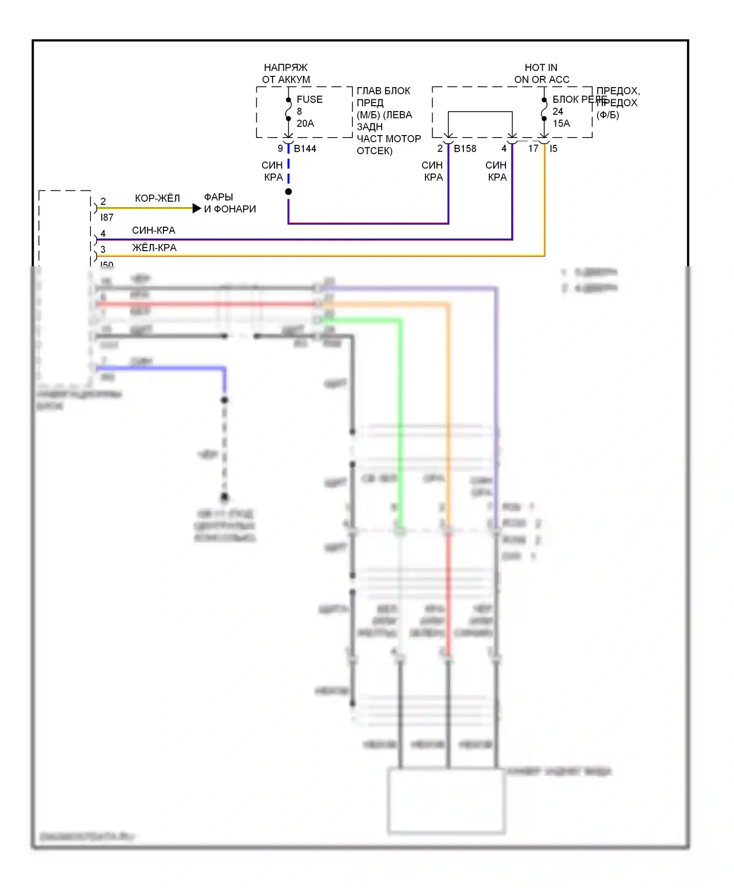 XV Subaru GP (2011-2016): Электросхема камеры заднего вида, без hev, с навигацией и стандартным mfd 