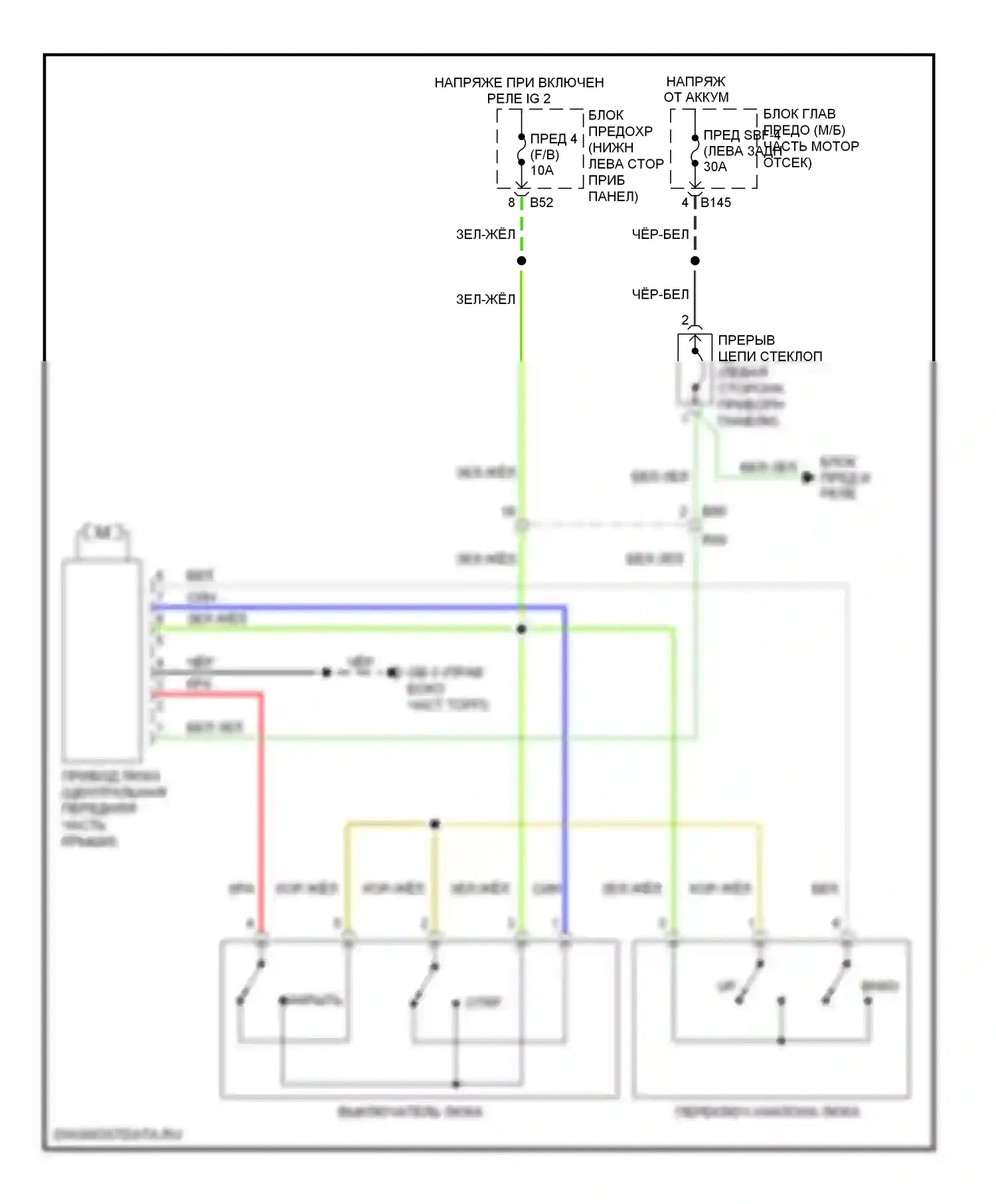 XV Subaru GP (2011-2016): Электросхема складной крыши/люка, с hev 